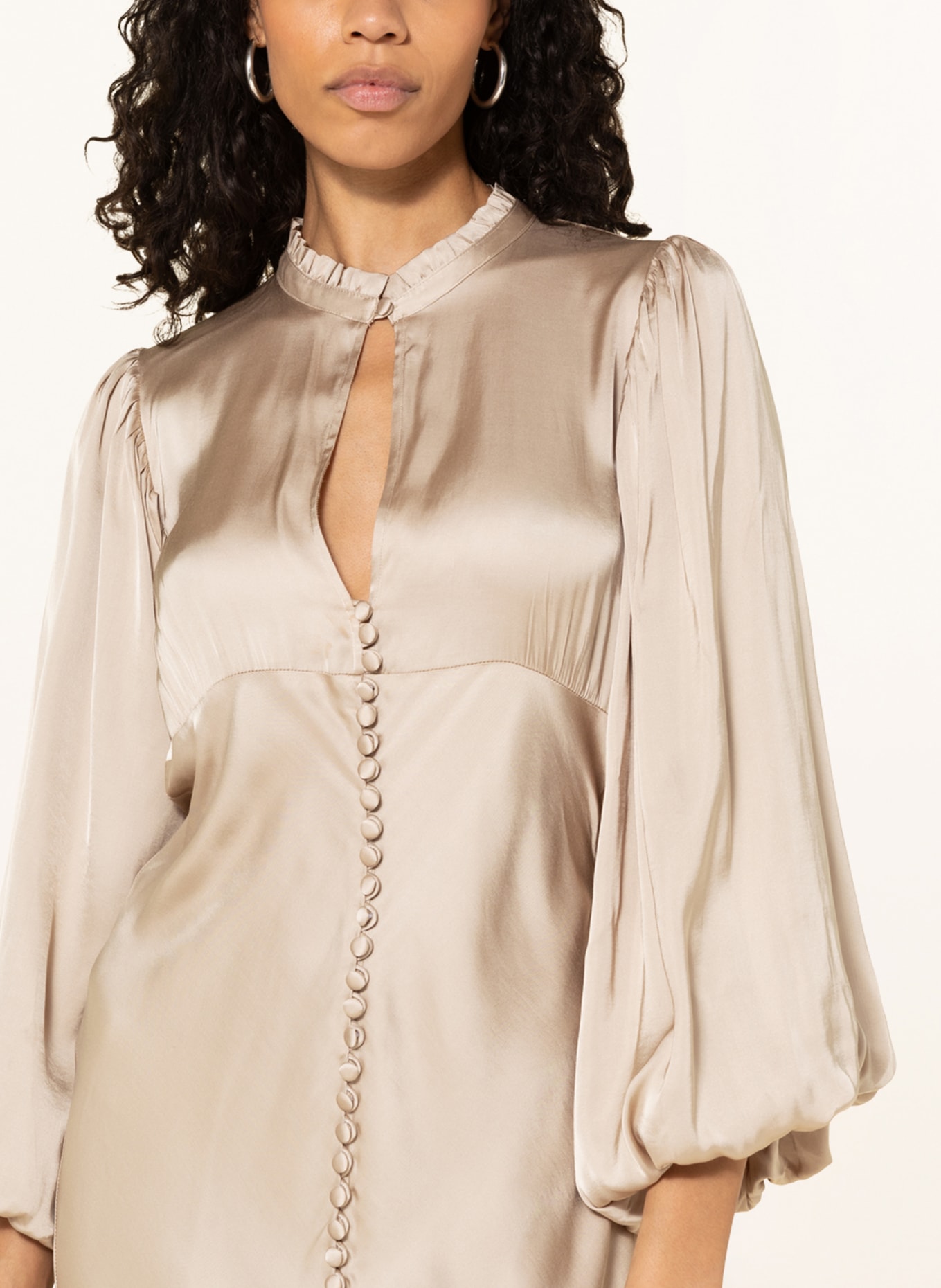 BIRGITTE HERSKIND Satin dress SHILA with 3/4 sleeves, Color: BEIGE (Image 4)