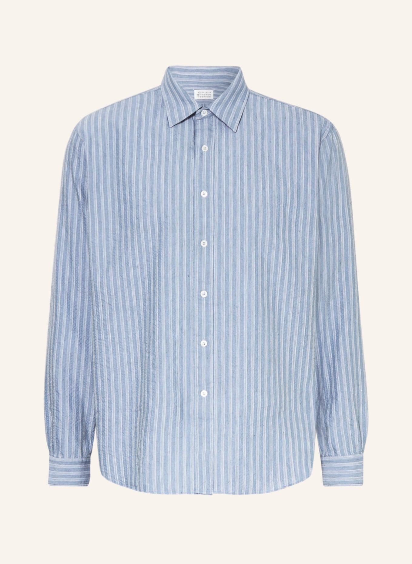 Maison Margiela Shirt comfort fit with linen, Color: BLUE GRAY/ WHITE (Image 1)