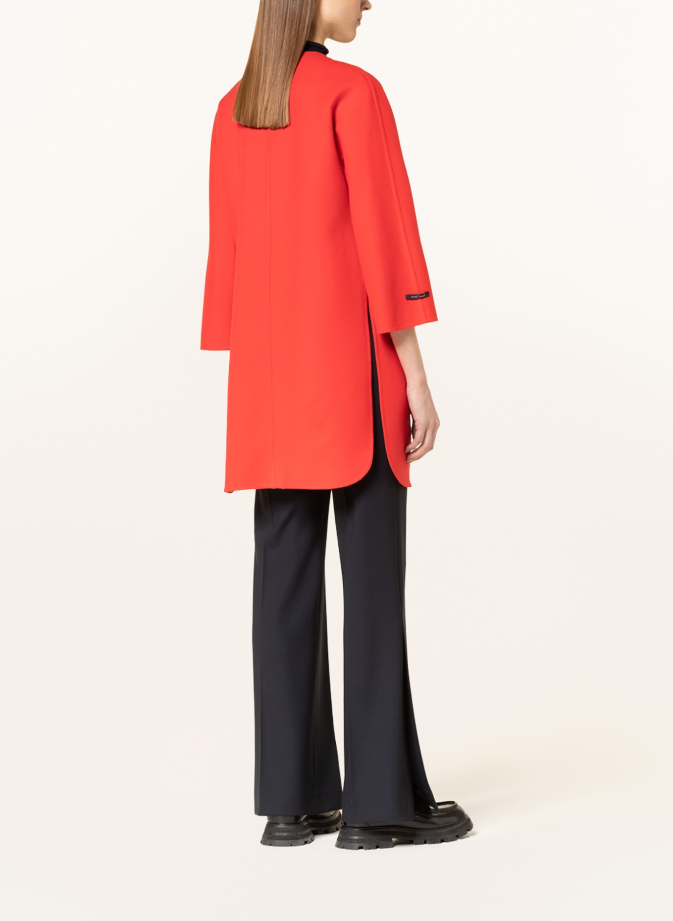 manzoni 24 Wool coat with 3/4 sleeves, Color: RED (Image 3)