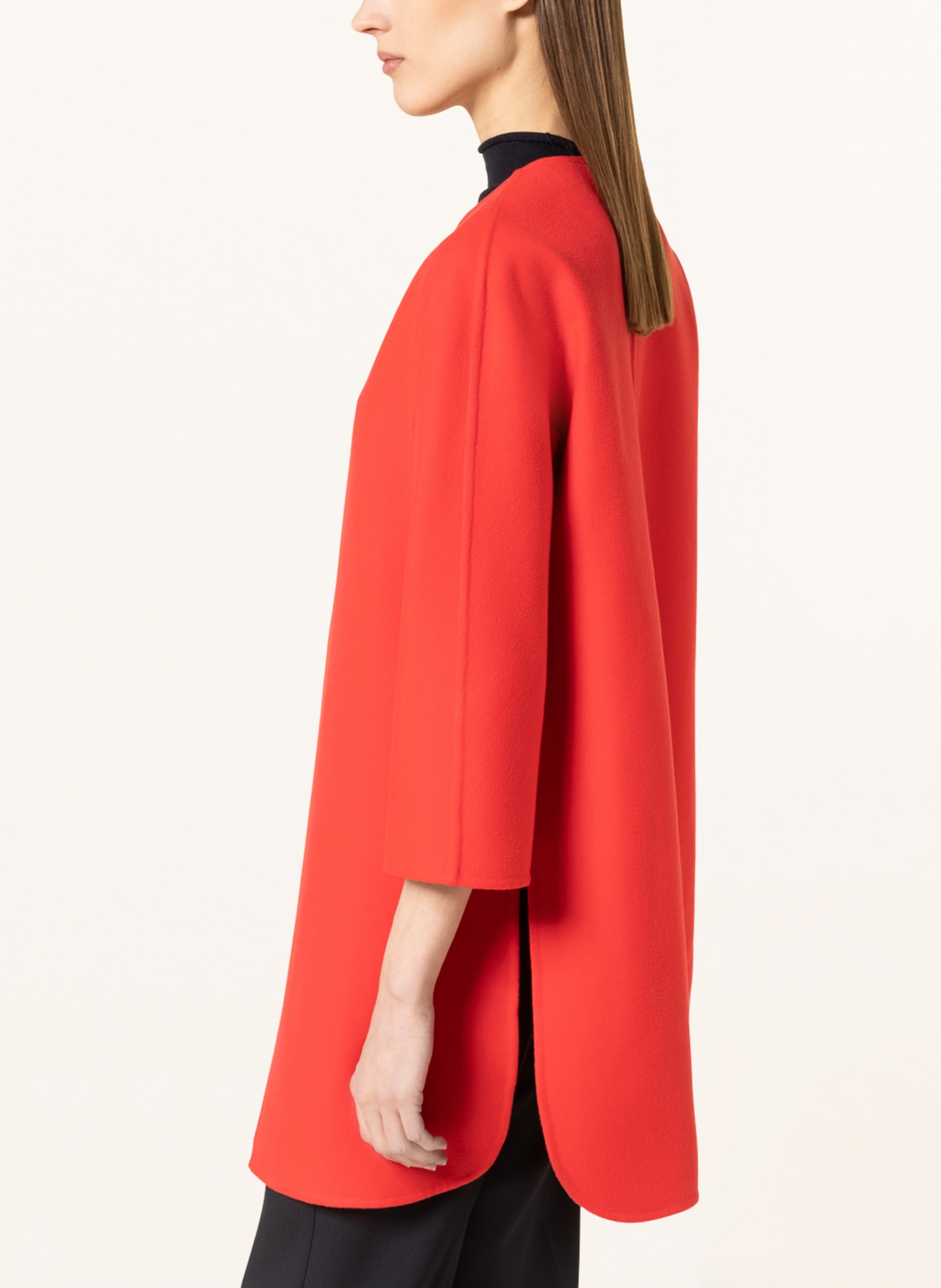 manzoni 24 Wool coat with 3/4 sleeves, Color: RED (Image 4)