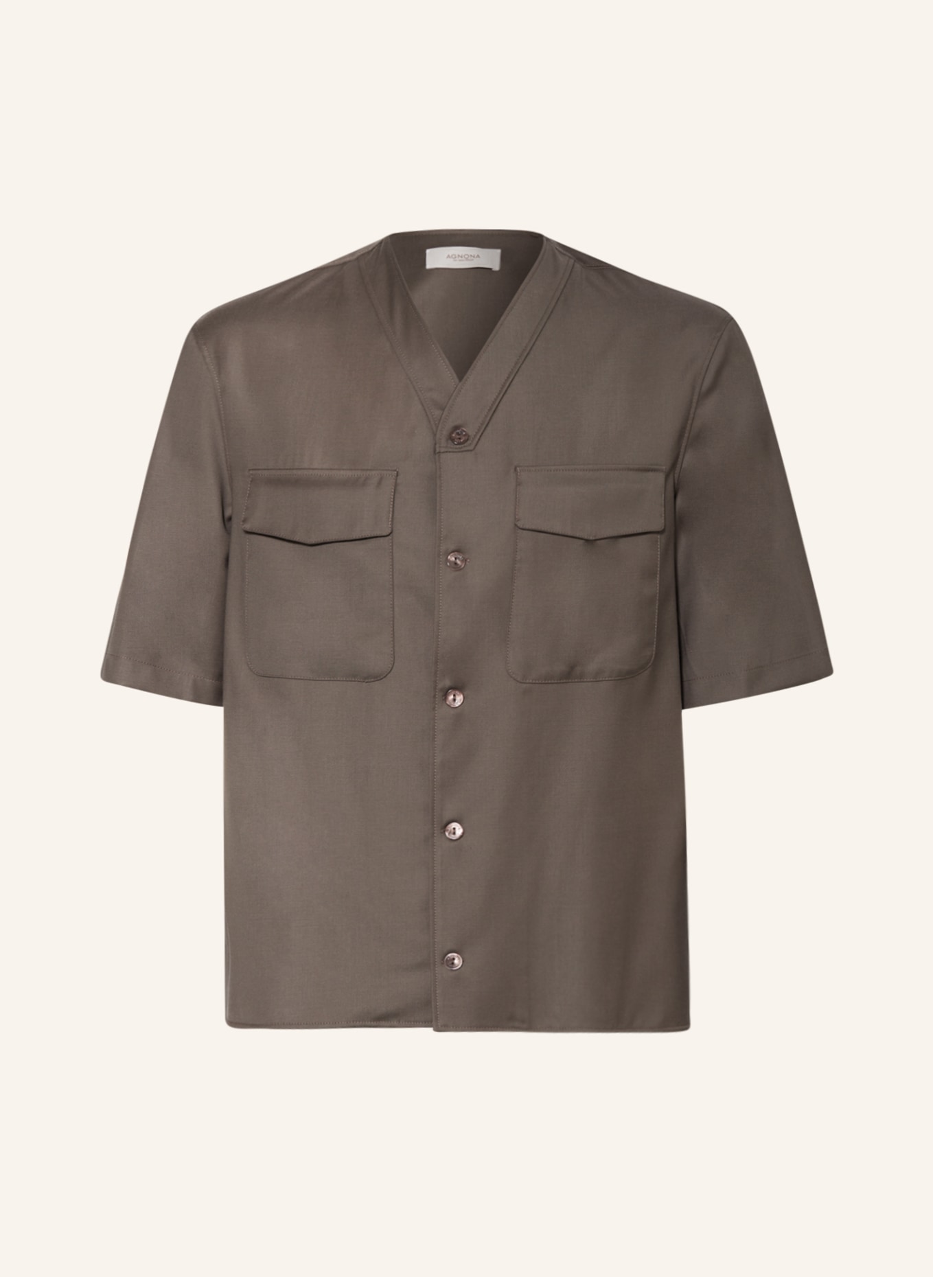 AGNONA Short sleeve shirt comfort fit, Color: KHAKI (Image 1)