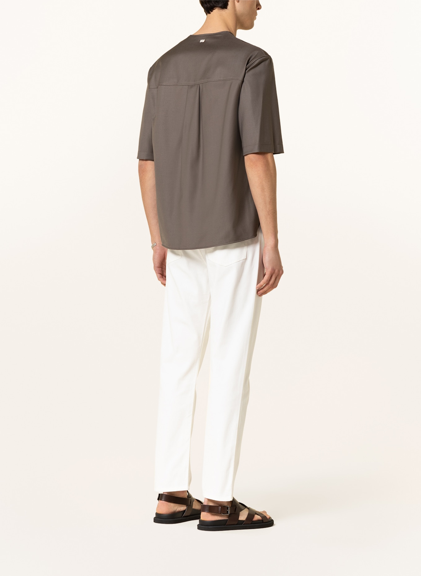 AGNONA Short sleeve shirt comfort fit, Color: KHAKI (Image 3)