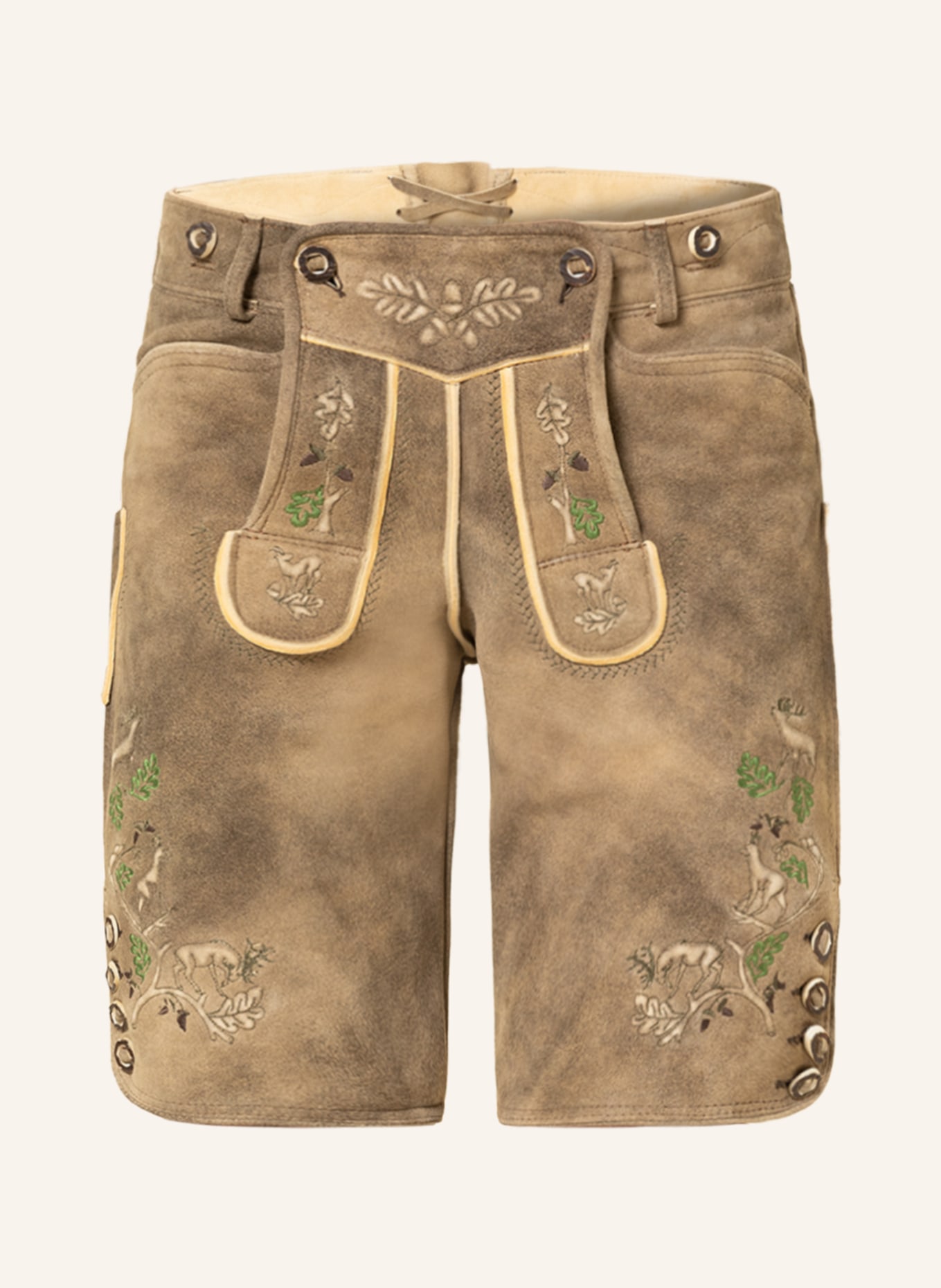 OSTARRICHI Spodnie skórzane w stylu ludowym URSPRUNG, Kolor: OLIWKOWY (Obrazek 1)
