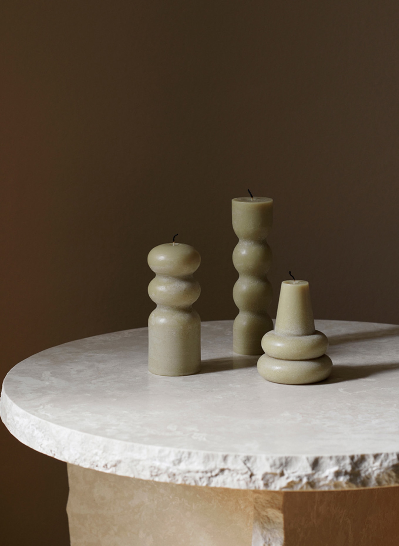 Ferm LIVING Set of 3 candles TORNO, Color: BEIGE (Image 2)