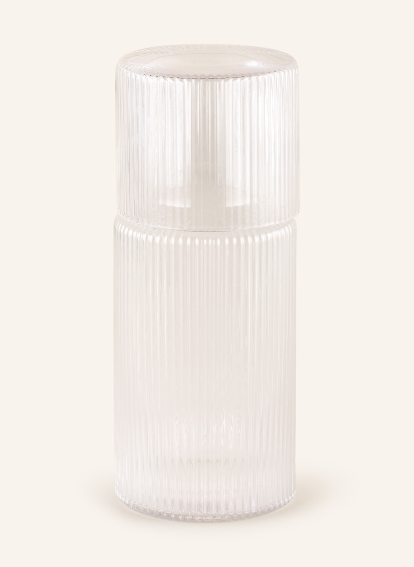 Ferm LIVING Set RIPPLE: Carafe and drinking glass, Color: WHITE (Image 1)