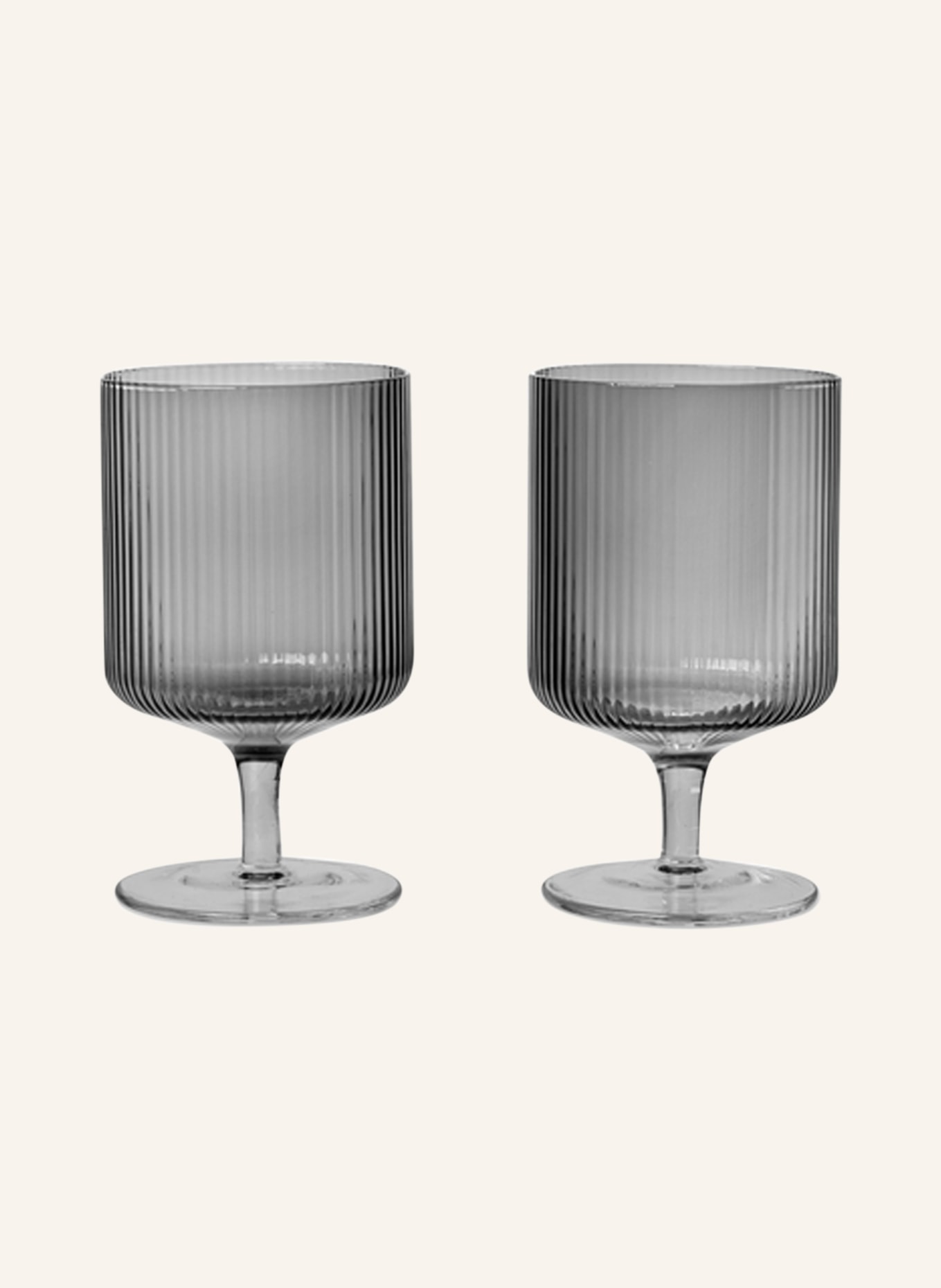 Ferm LIVING 4er-Set Weingläser RIPPLE, Farbe: GRAU (Bild 1)