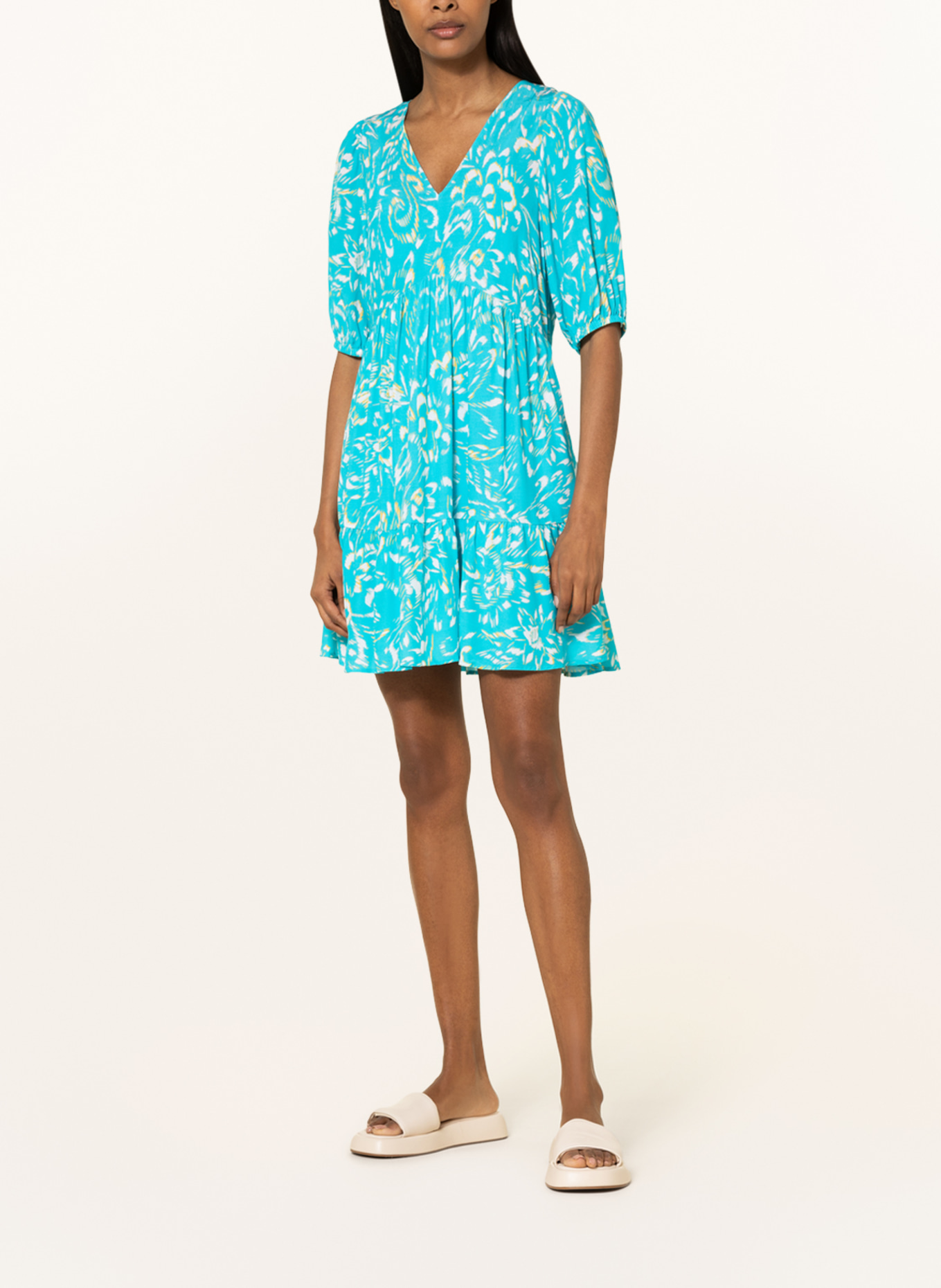 comma casual identity Dress, Color: TURQUOISE/ WHITE/ YELLOW (Image 2)