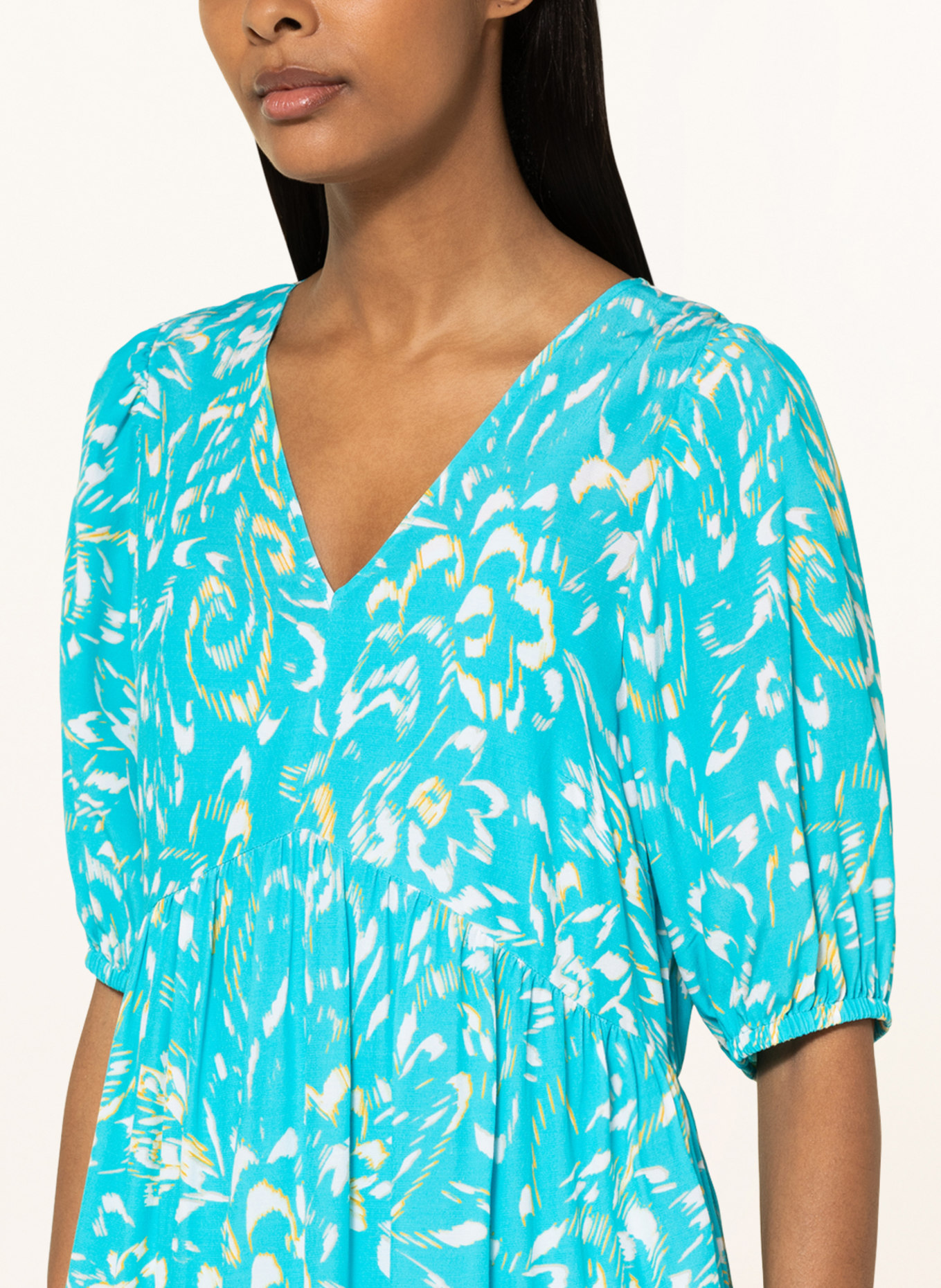 comma casual identity Dress, Color: TURQUOISE/ WHITE/ YELLOW (Image 4)