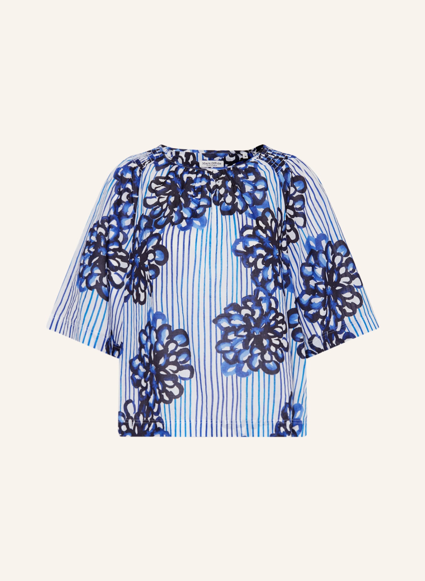 Marc O'Polo Shirt blouse, Color: WHITE/ BLUE/ BLACK (Image 1)