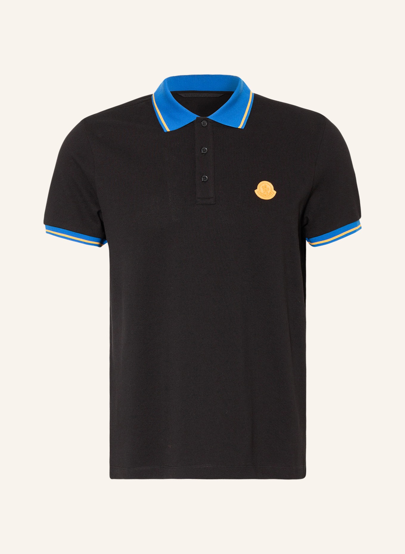 MONCLER Piqué polo shirt, Color: BLACK/ BLUE/ DARK YELLOW (Image 1)