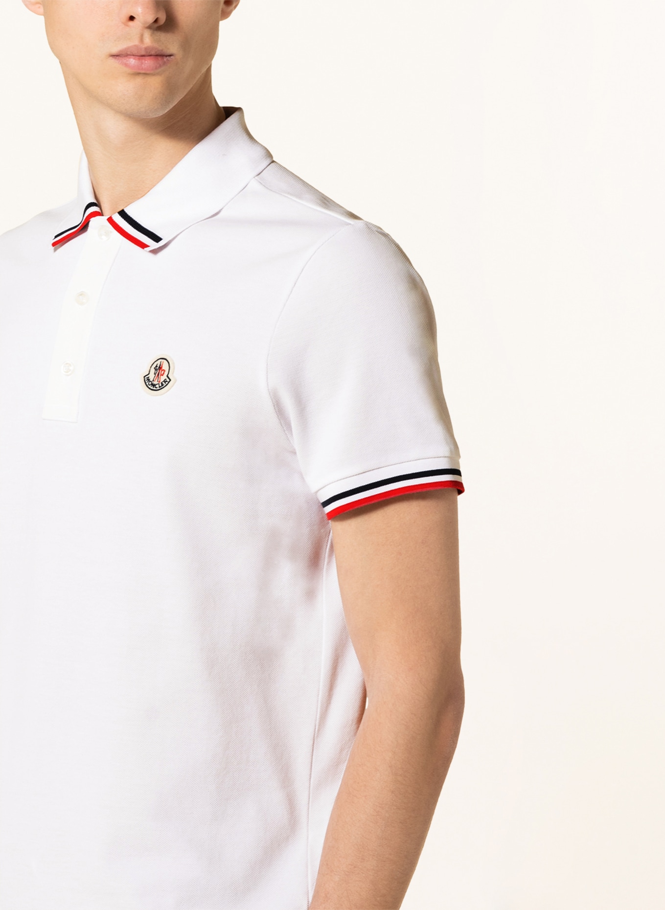MONCLER Piqué polo shirt, Color: WHITE (Image 4)