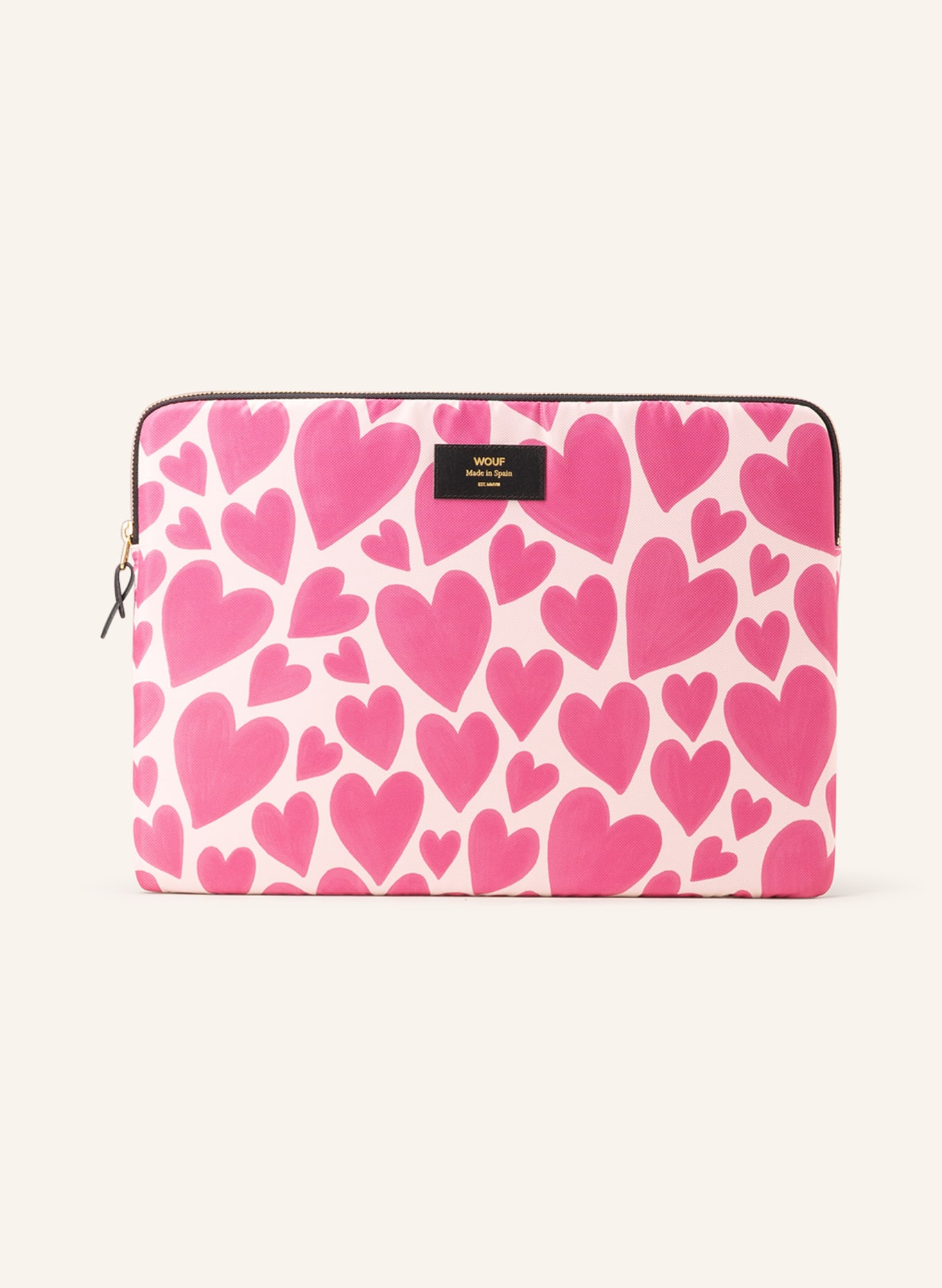 WOUF Laptop sleeve PINK LOVE, Color: CREAM/ PINK (Image 1)