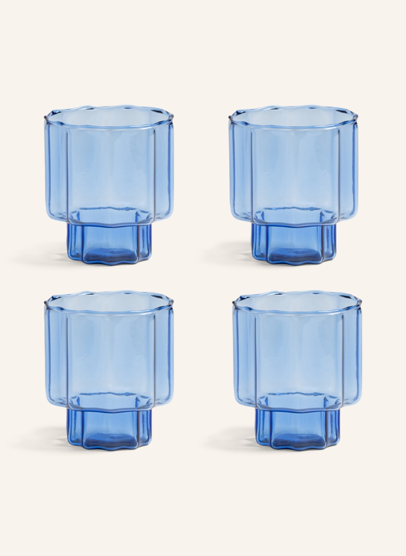 &k amsterdam Set of 4 drinking glasses BLOOM, Color: BLUE (Image 1)