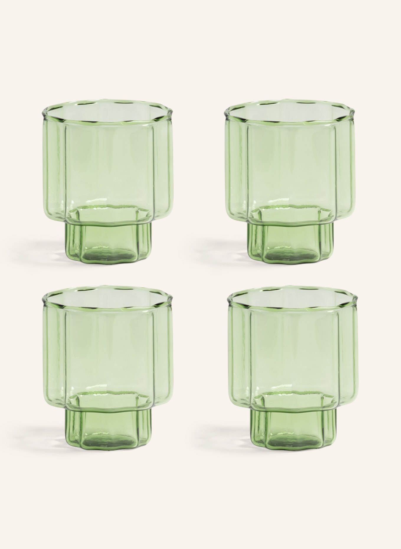 &k amsterdam Set of 4 drinking glasses BLOOM, Color: LIGHT GREEN (Image 1)
