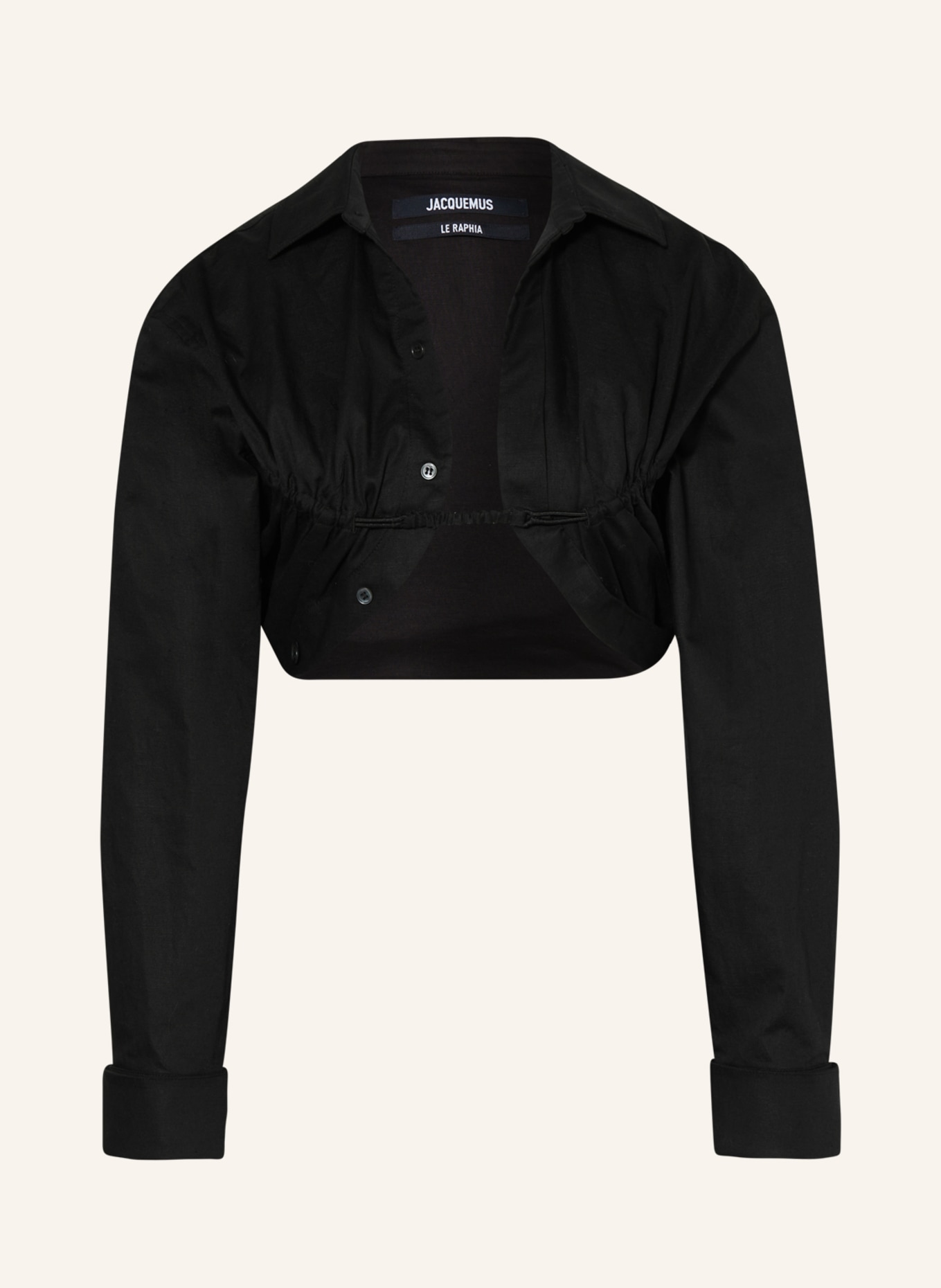 JACQUEMUS Cropped shirt blouse LA CHEMISE MAC with linen, Color: BLACK (Image 1)