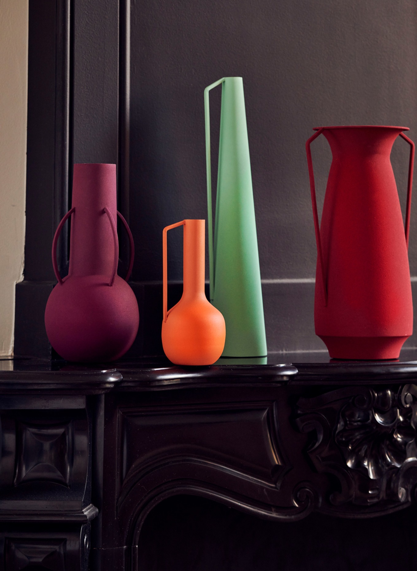 POLSPOTTEN Wazon ROMAN, 4 szt.: POMARAŃCZOWY / CIEMNOCZERWONY / JASNOZIELONY