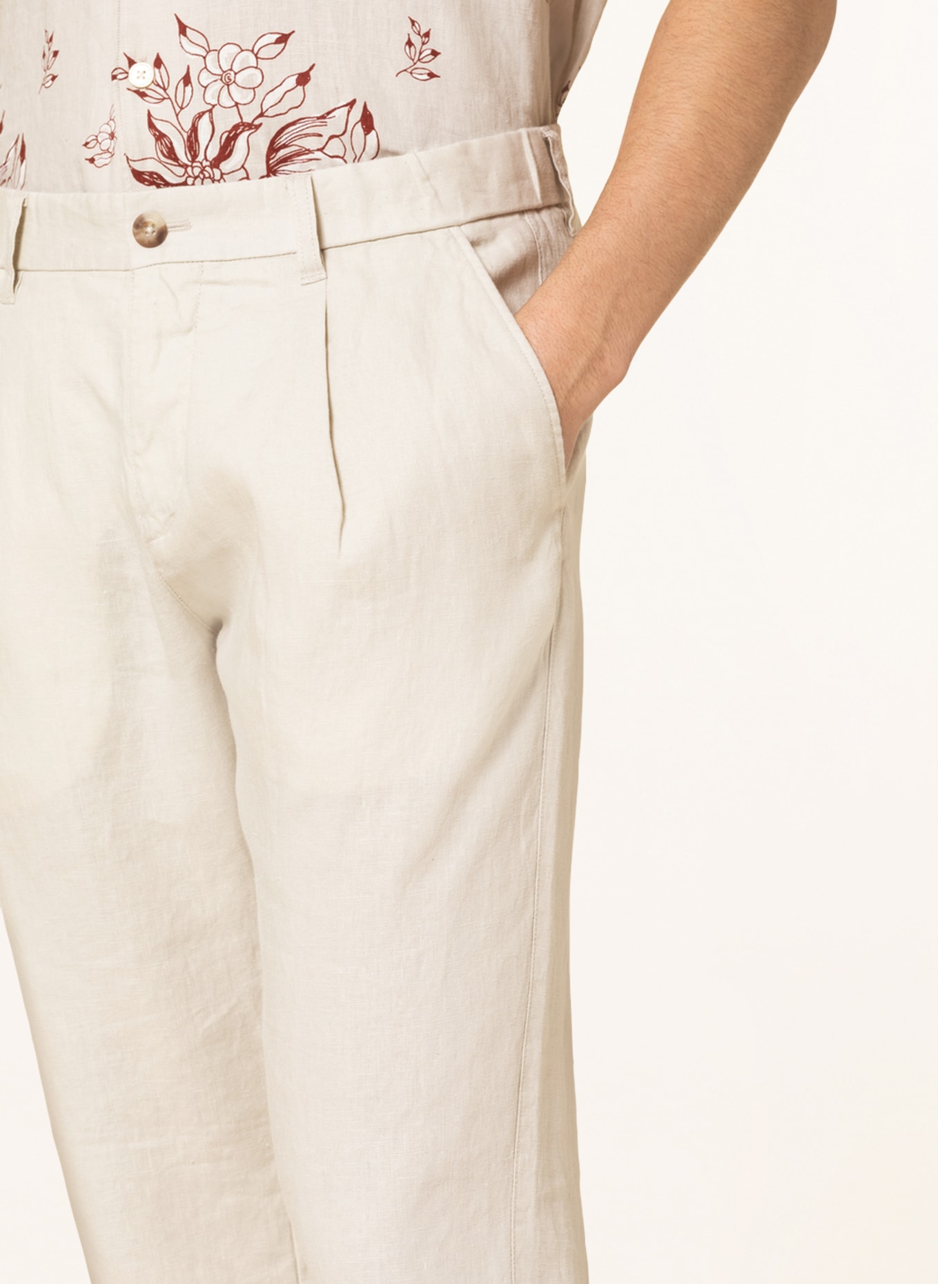Marc O'Polo Lněné chino kalhoty OSBY JOGGER Tapered Fit, Barva: SVĚTLE ŠEDÁ (Obrázek 5)