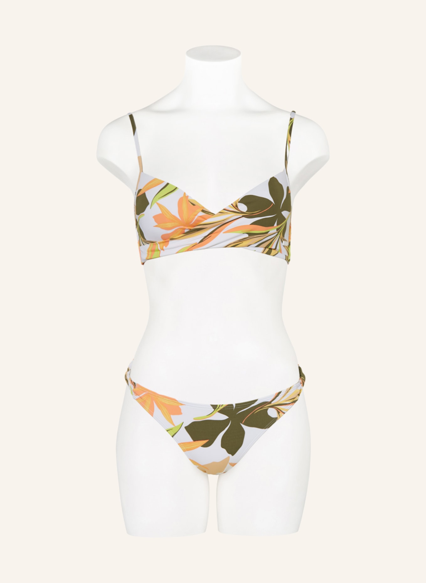 ROXY Basic-Bikini-Hose PRINTED BEACH CLASSICS, Farbe: WEISS/ KHAKI/ BEIGE (Bild 2)