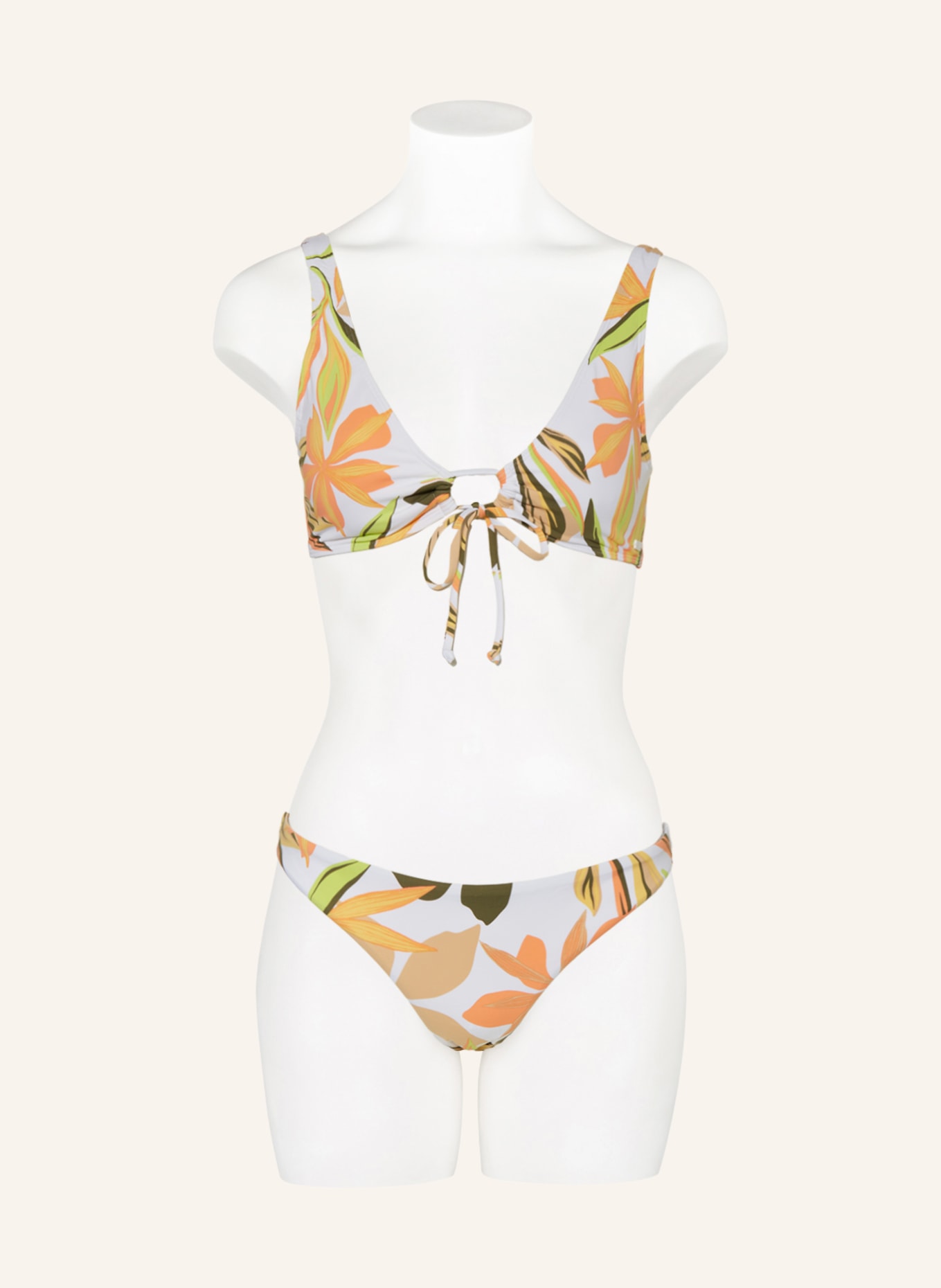 ROXY Brazilian-Bikini-Hose PRINTED BEACH CLASSICS, Farbe: WEISS/ BEIGE/ HELLORANGE (Bild 2)
