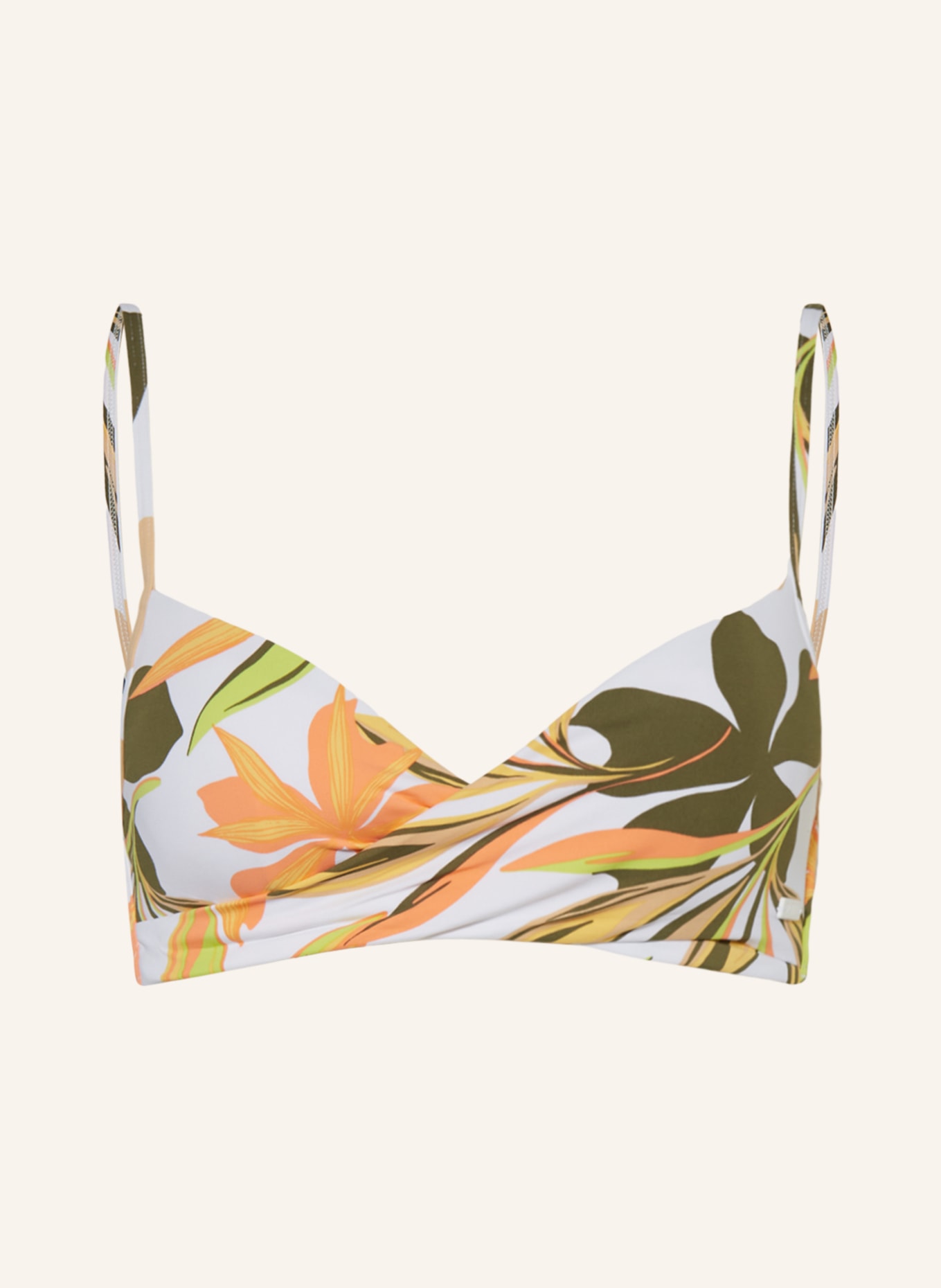 ROXY Bralette bikini top PRINTED BEACH CLASSICS, Color: WHITE/ BEIGE/ LIGHT ORANGE (Image 1)
