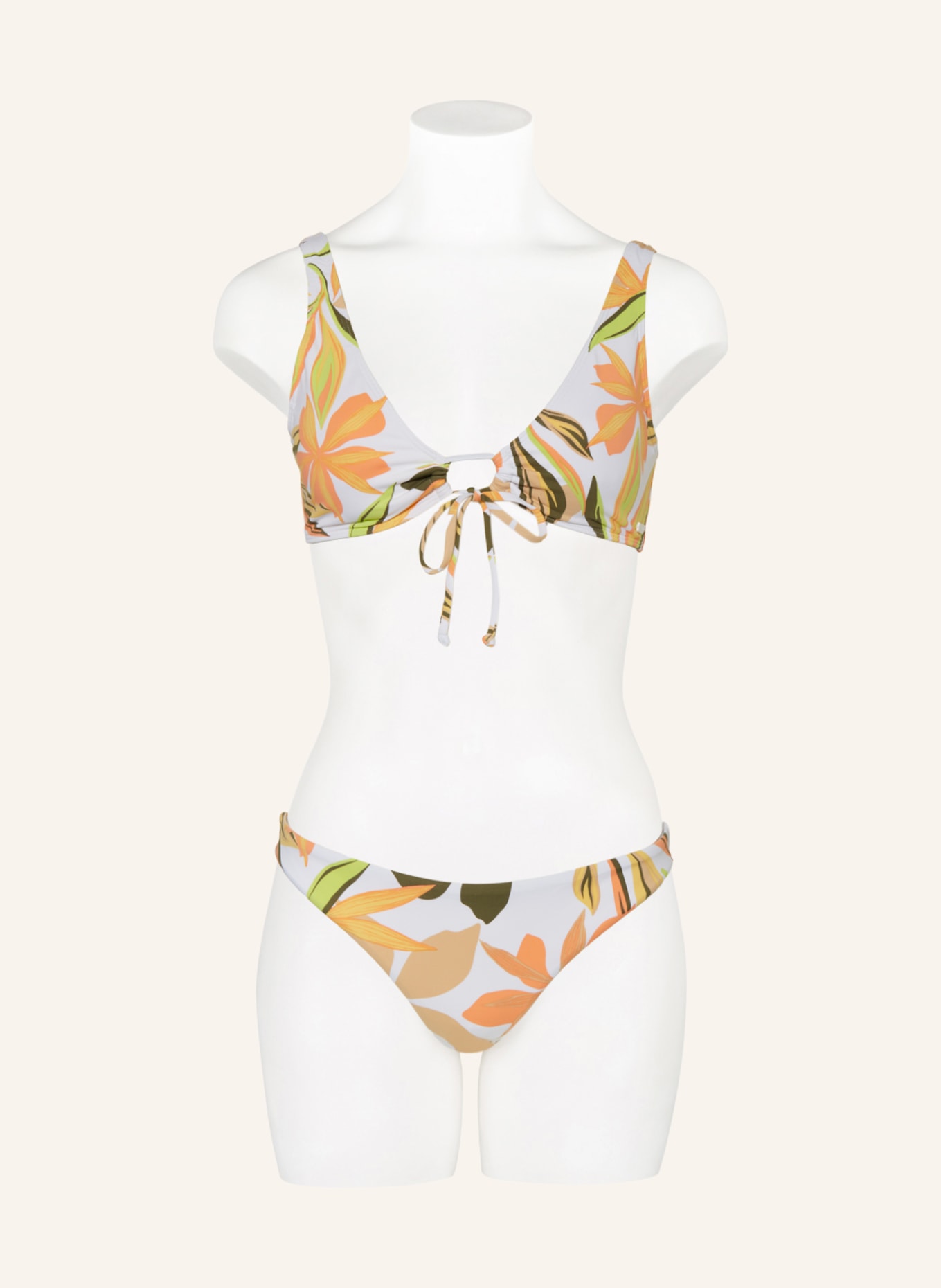 ROXY Bralette bikini top PRINTED BEACH CLASSICS, Color: WHITE/ LIGHT ORANGE/ KHAKI (Image 2)