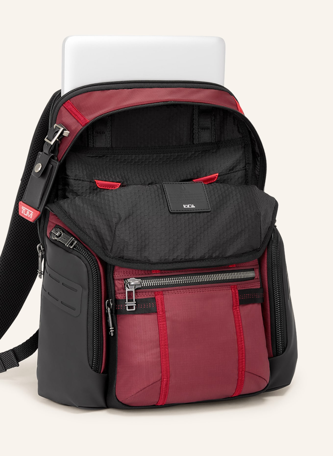 TUMI ALPHA BRAVO backpack NAVIGATION with laptop compartment, Color: DARK RED/ BLACK/ RED (Image 2)