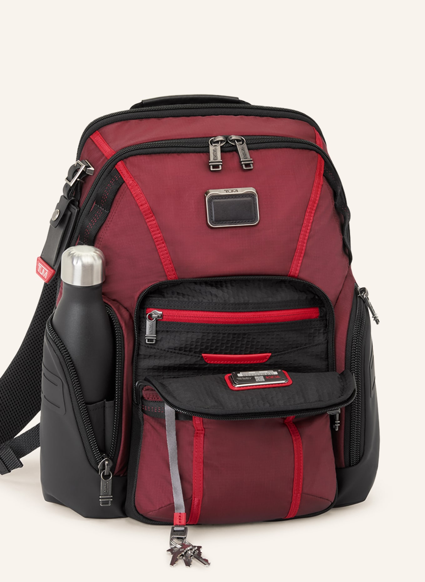 TUMI ALPHA BRAVO backpack NAVIGATION with laptop compartment, Color: DARK RED/ BLACK/ RED (Image 3)