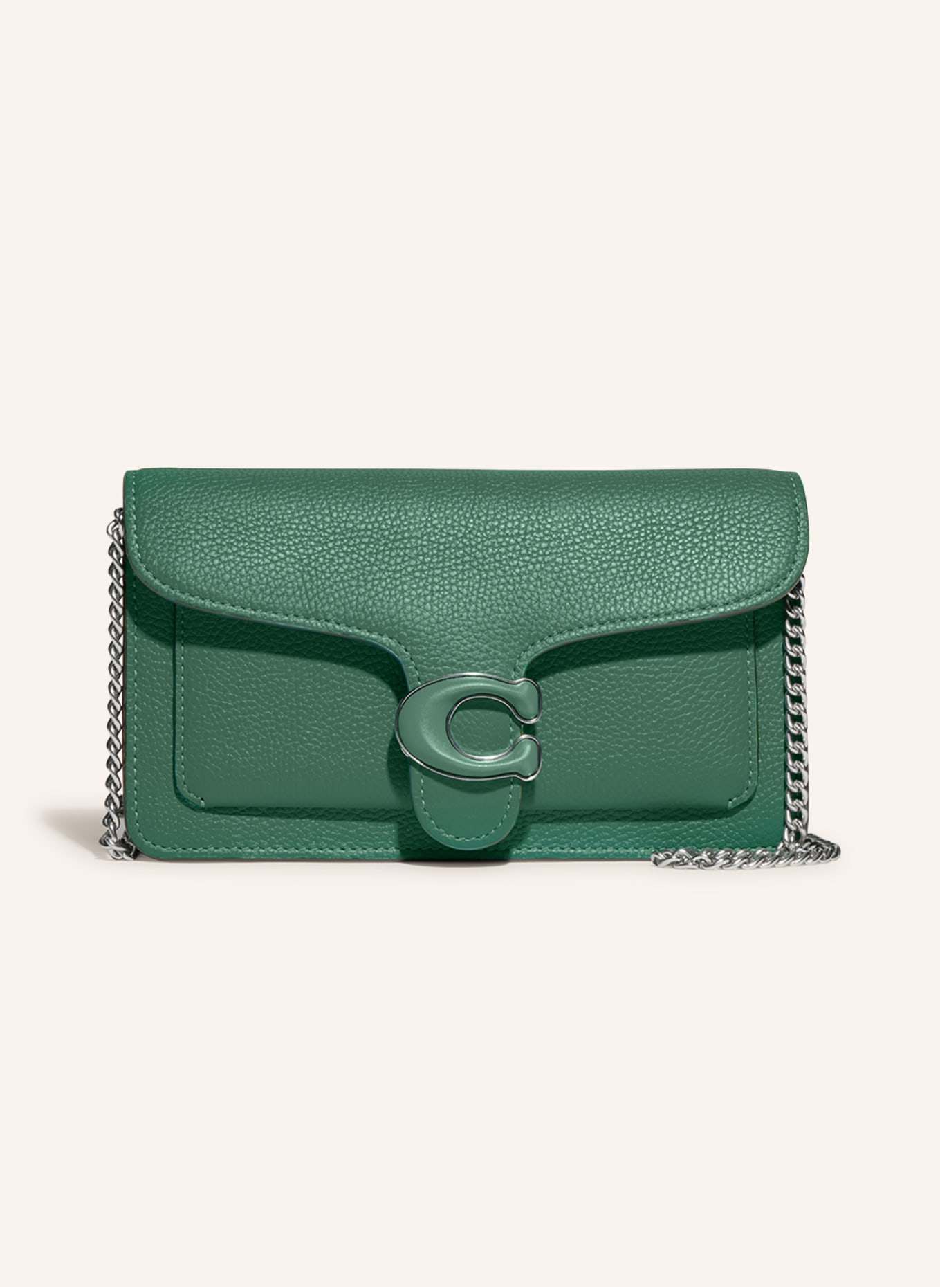 Coach Green Pebbled Leather Small Shadow Chain Strap Crossbody Bag - $350