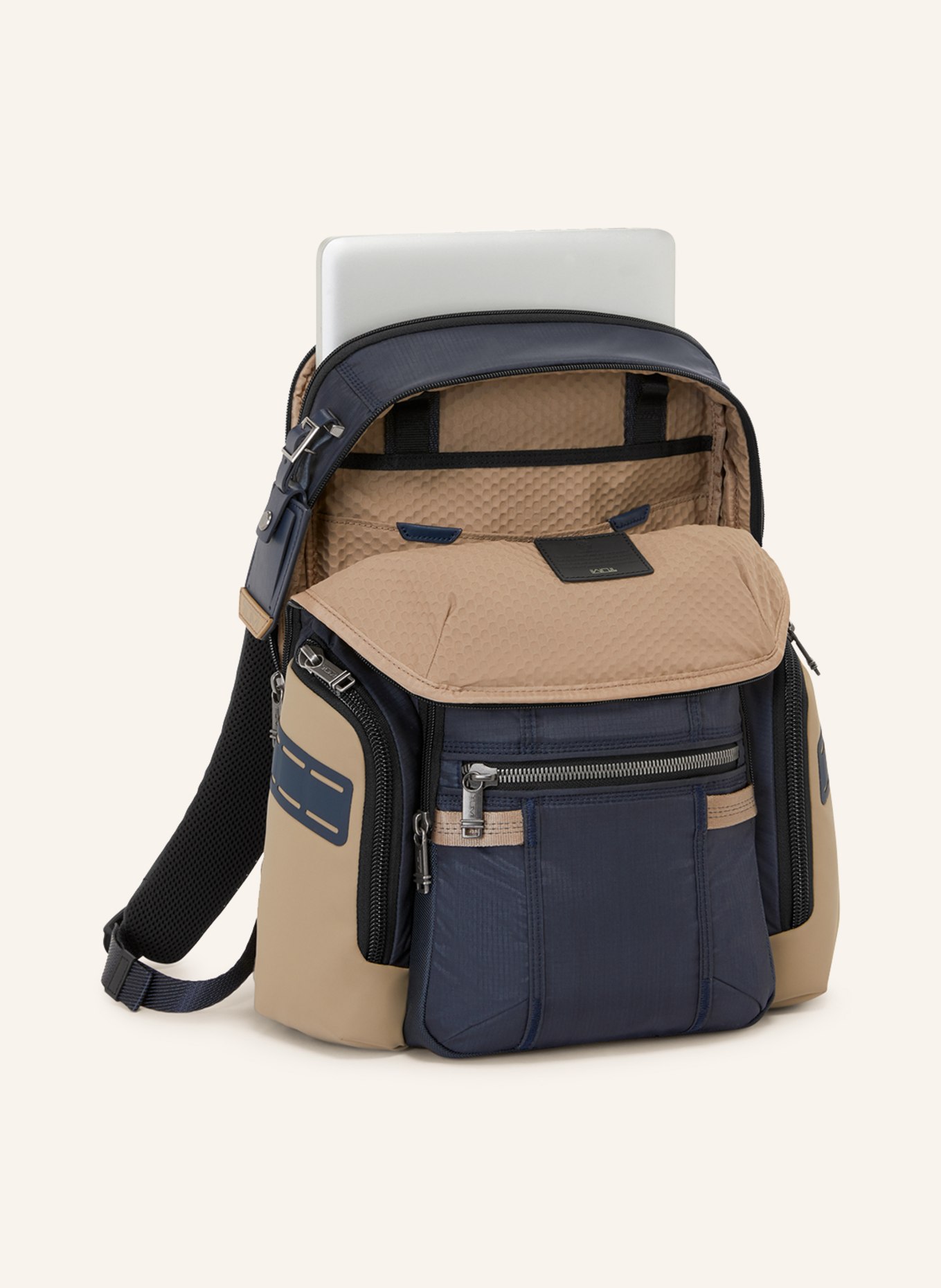 TUMI ALPHA BRAVO backpack NAVIGATION with laptop compartment, Color: DARK BLUE/ BEIGE (Image 2)
