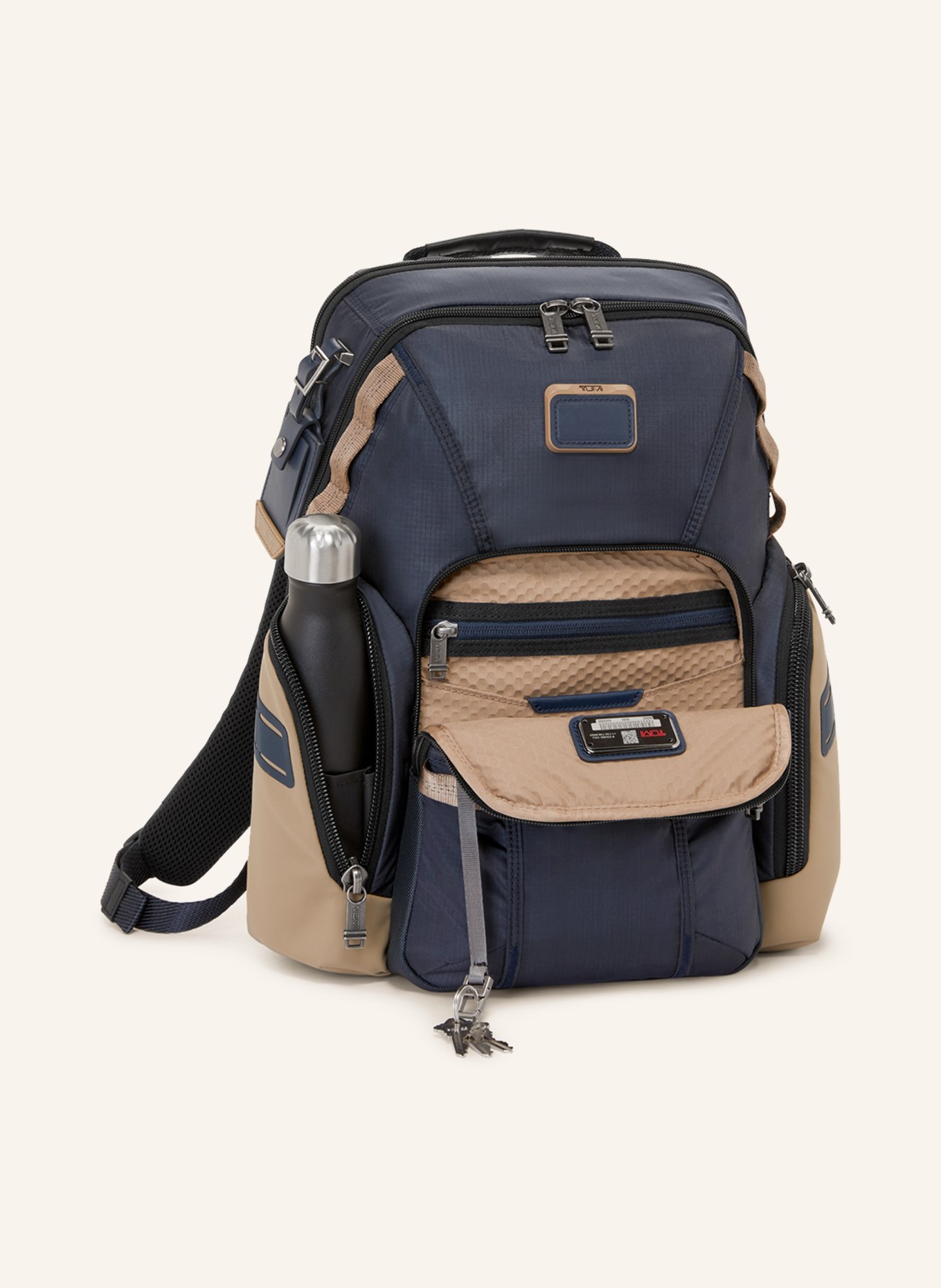 TUMI ALPHA BRAVO backpack NAVIGATION with laptop compartment, Color: DARK BLUE/ BEIGE (Image 3)