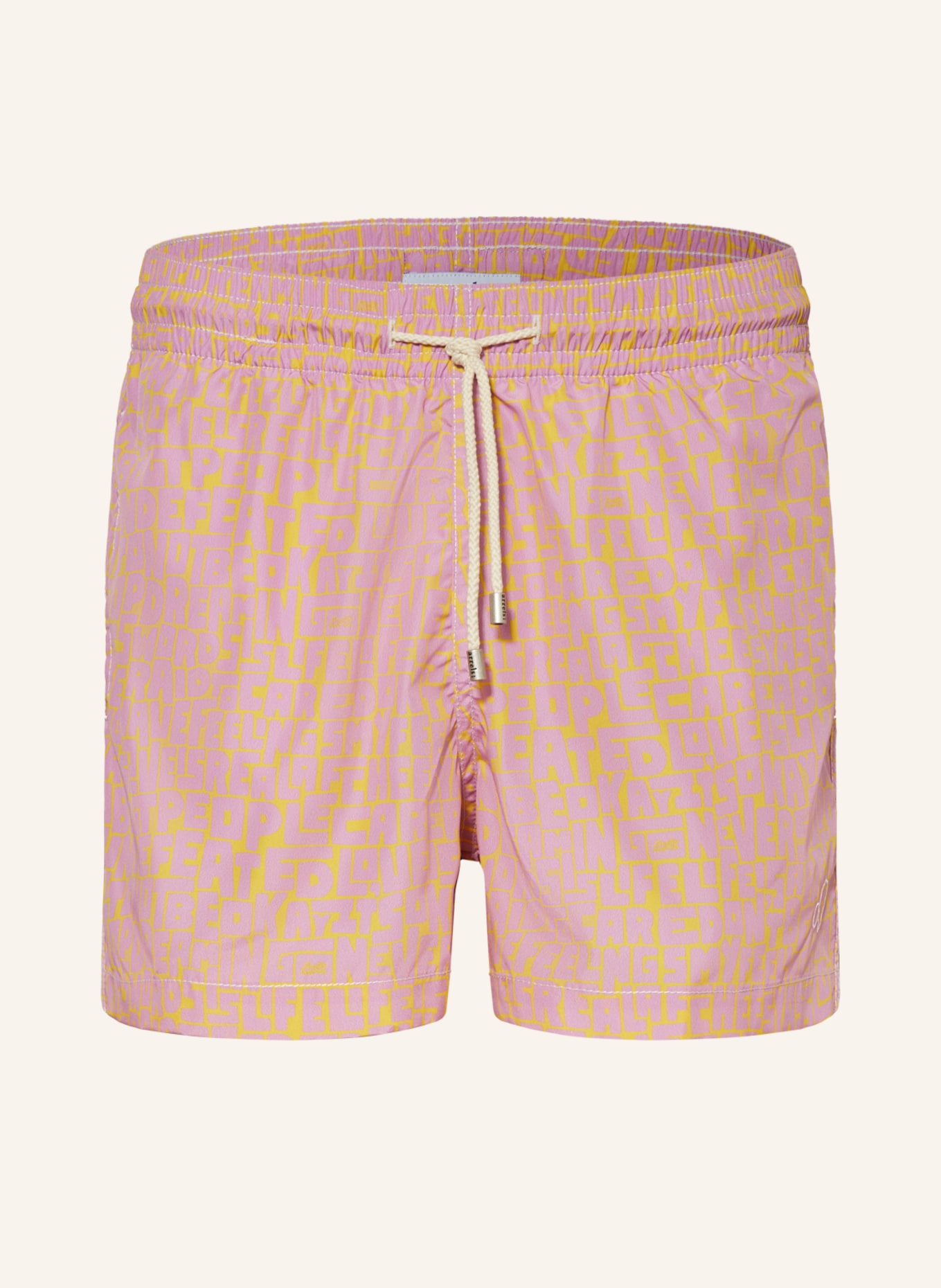 arrels BARCELONA Swim shorts PINK NEVER STOP DREAMING × TIMOTHY GOOD, Color: PINK/ YELLOW (Image 1)
