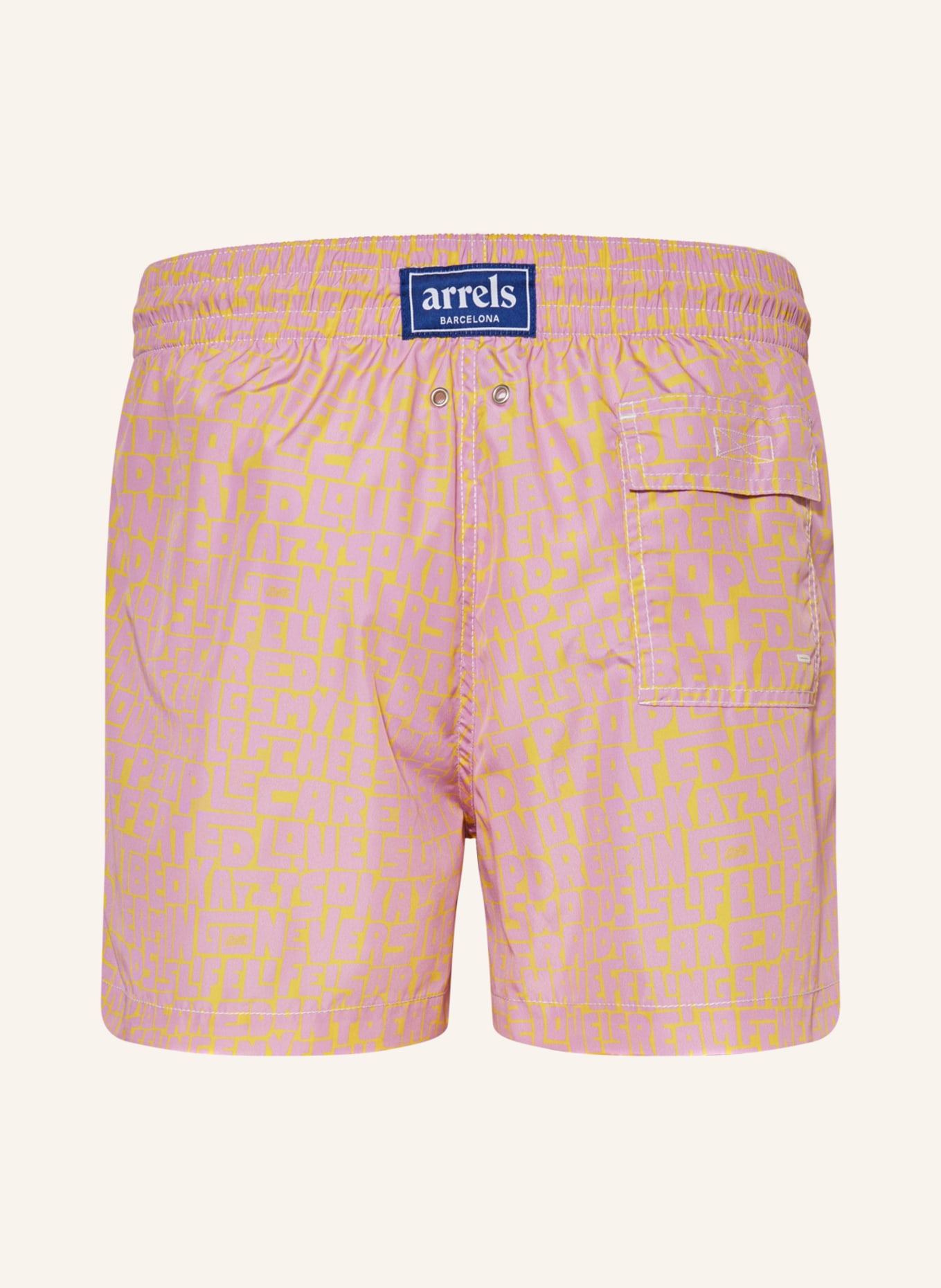 arrels BARCELONA Swim shorts PINK NEVER STOP DREAMING × TIMOTHY GOOD, Color: PINK/ YELLOW (Image 2)