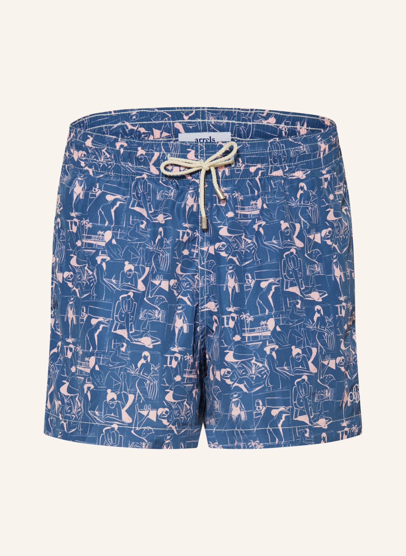 arrels BARCELONA Swim shorts BLUE VACANCES × QUENTIN MONGE, Color: BLUE/ PINK (Image 1)