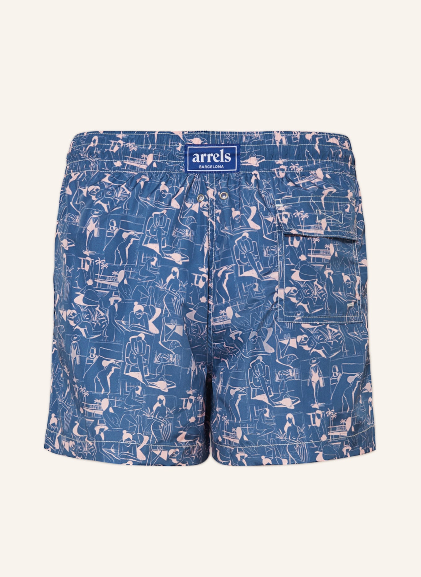 arrels BARCELONA Swim shorts BLUE VACANCES × QUENTIN MONGE, Color: BLUE/ PINK (Image 2)