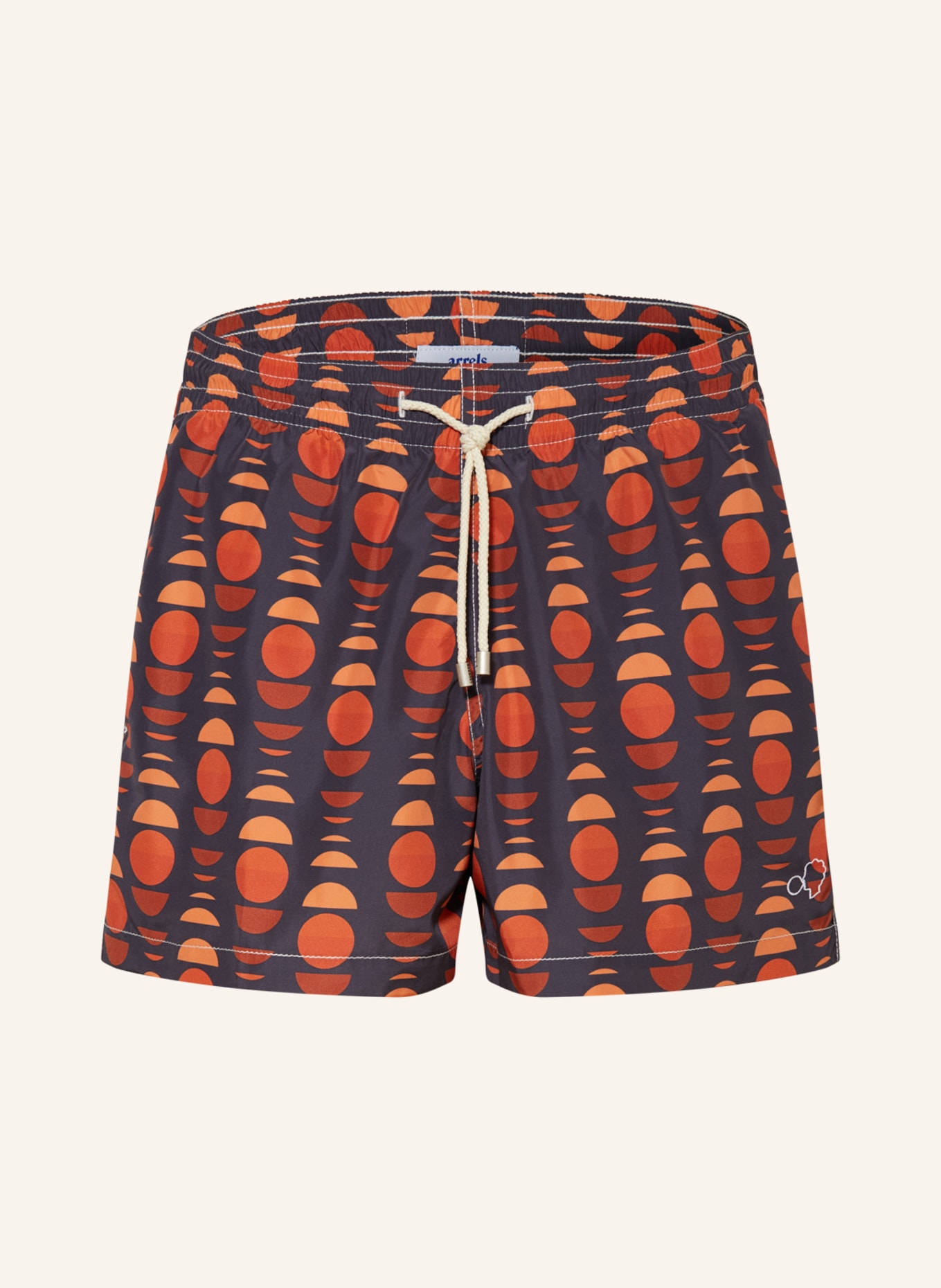arrels BARCELONA Swim shorts SUN FRAGMENTS × LAURA BERGER, Color: DARK GRAY/ ORANGE (Image 1)