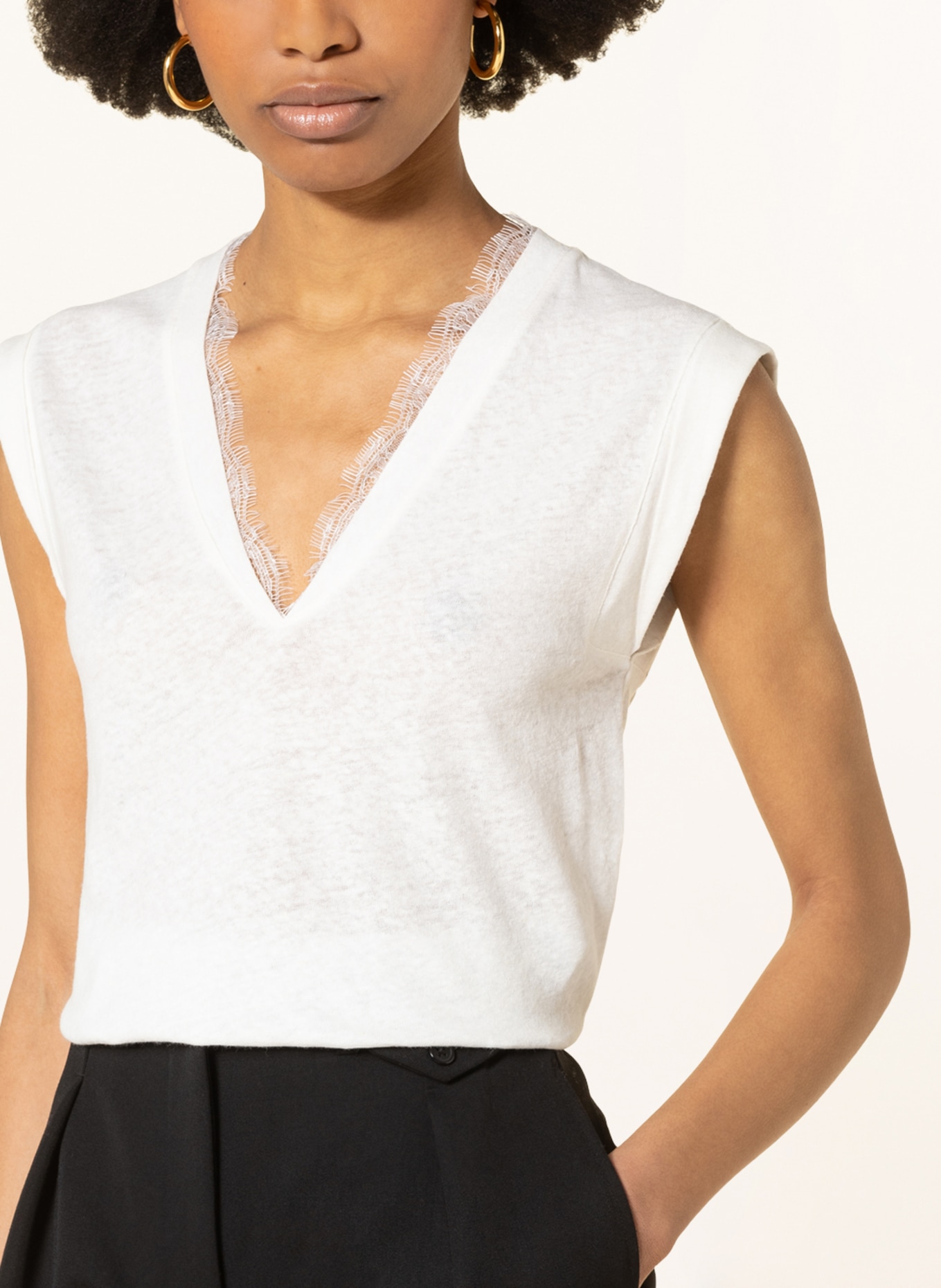 TED BAKER Knit top EFFIY with linen and lace, Color: WHITE (Image 4)