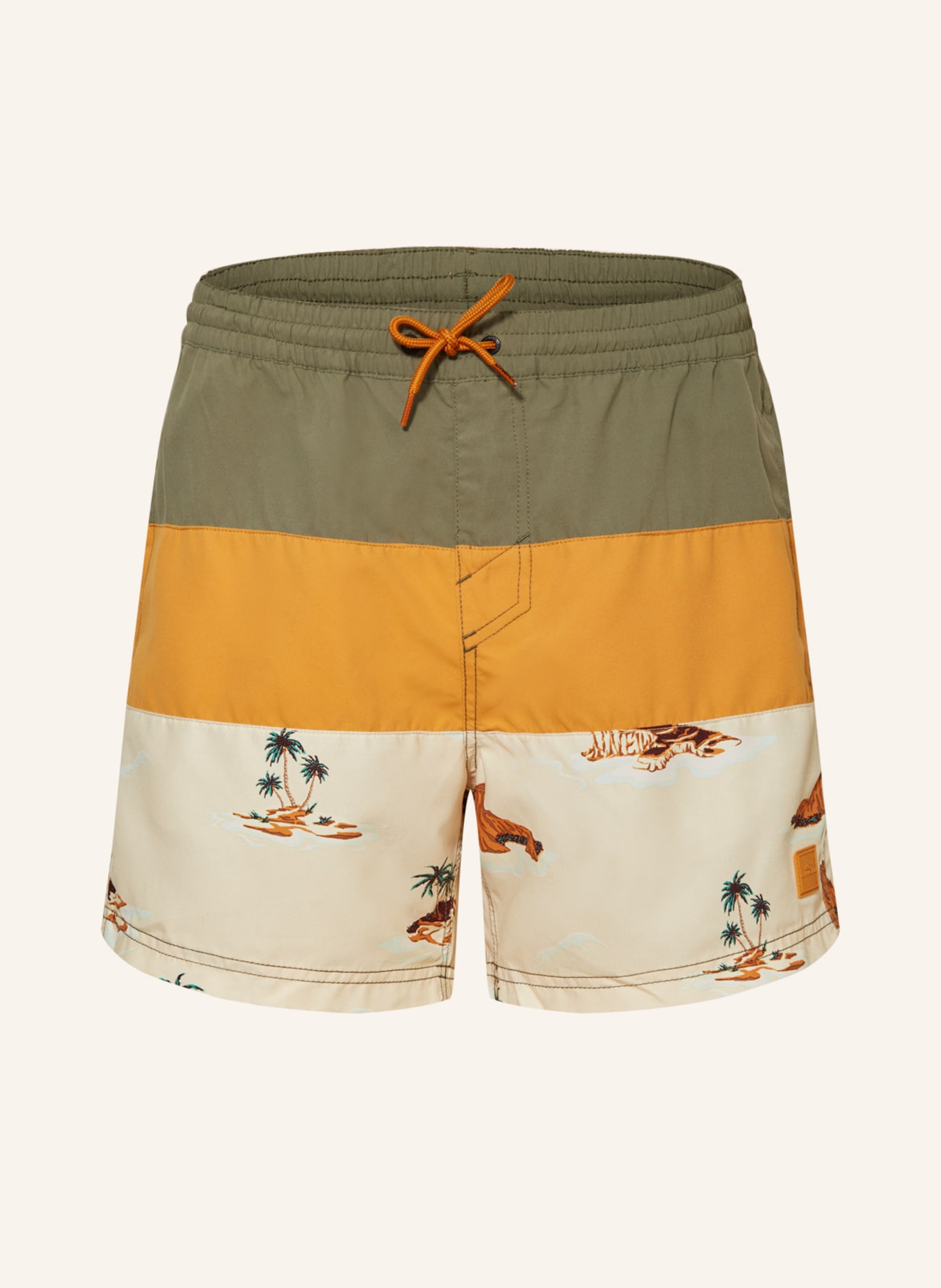 O'NEILL Swim shorts CALI BLOCK 15", Color: KHAKI/ ORANGE/ LIGHT YELLOW (Image 1)