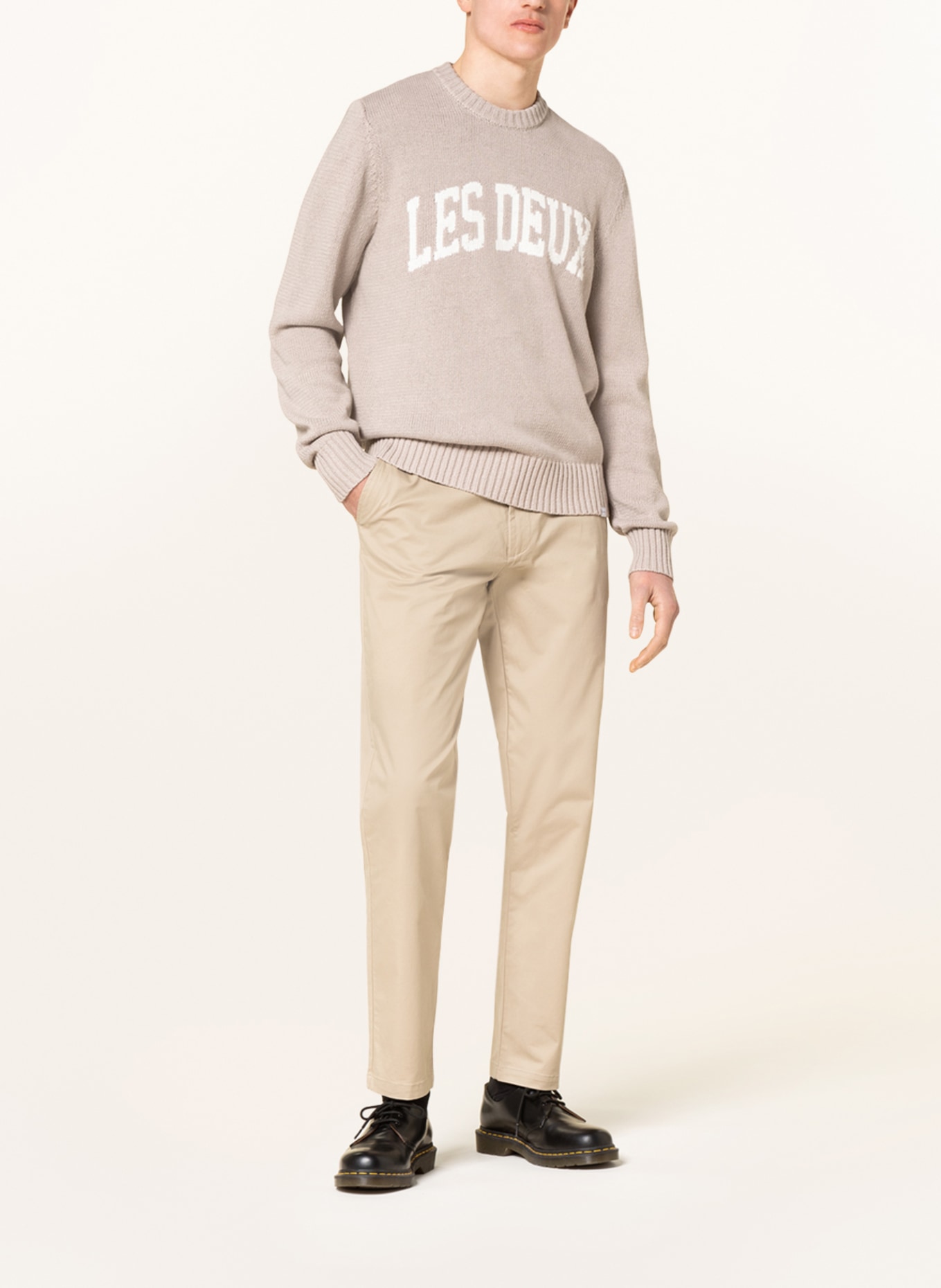 LES DEUX Sweater CRANE with linen, Color: TAUPE (Image 2)