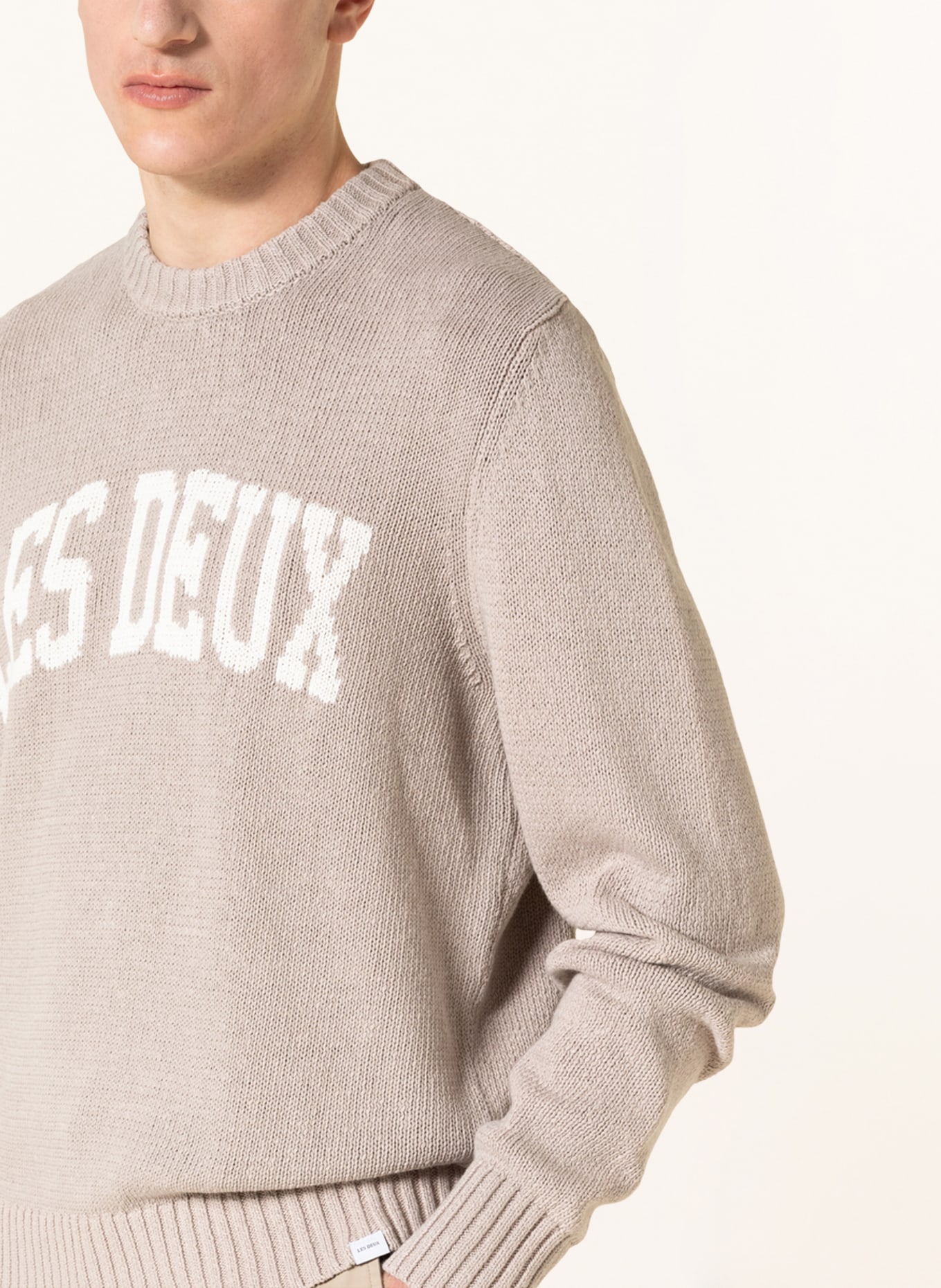 LES DEUX Sweater CRANE with linen, Color: TAUPE (Image 4)