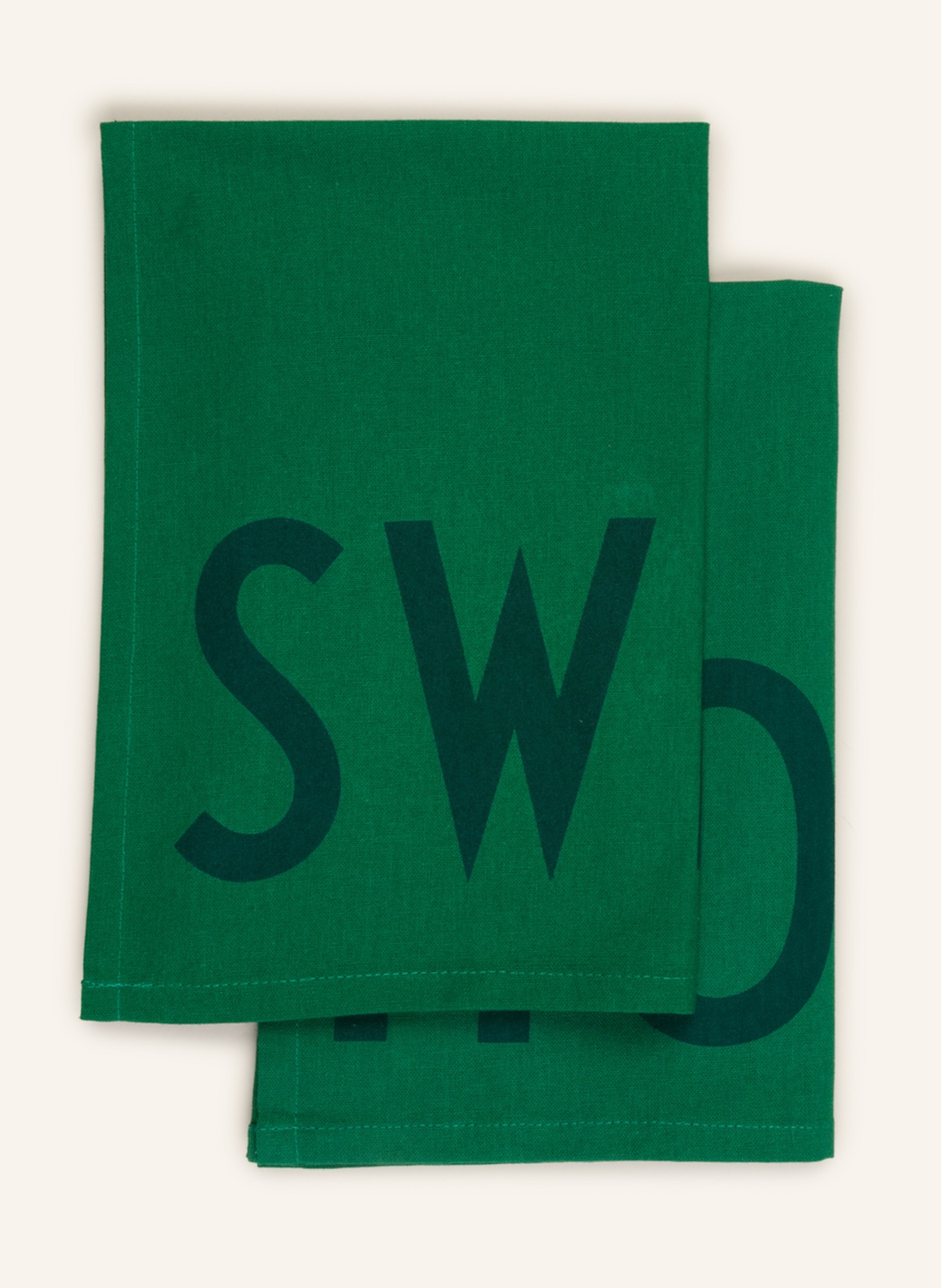 DESIGN LETTERS Set of 2 dish towels, Color: GREEN (Image 1)