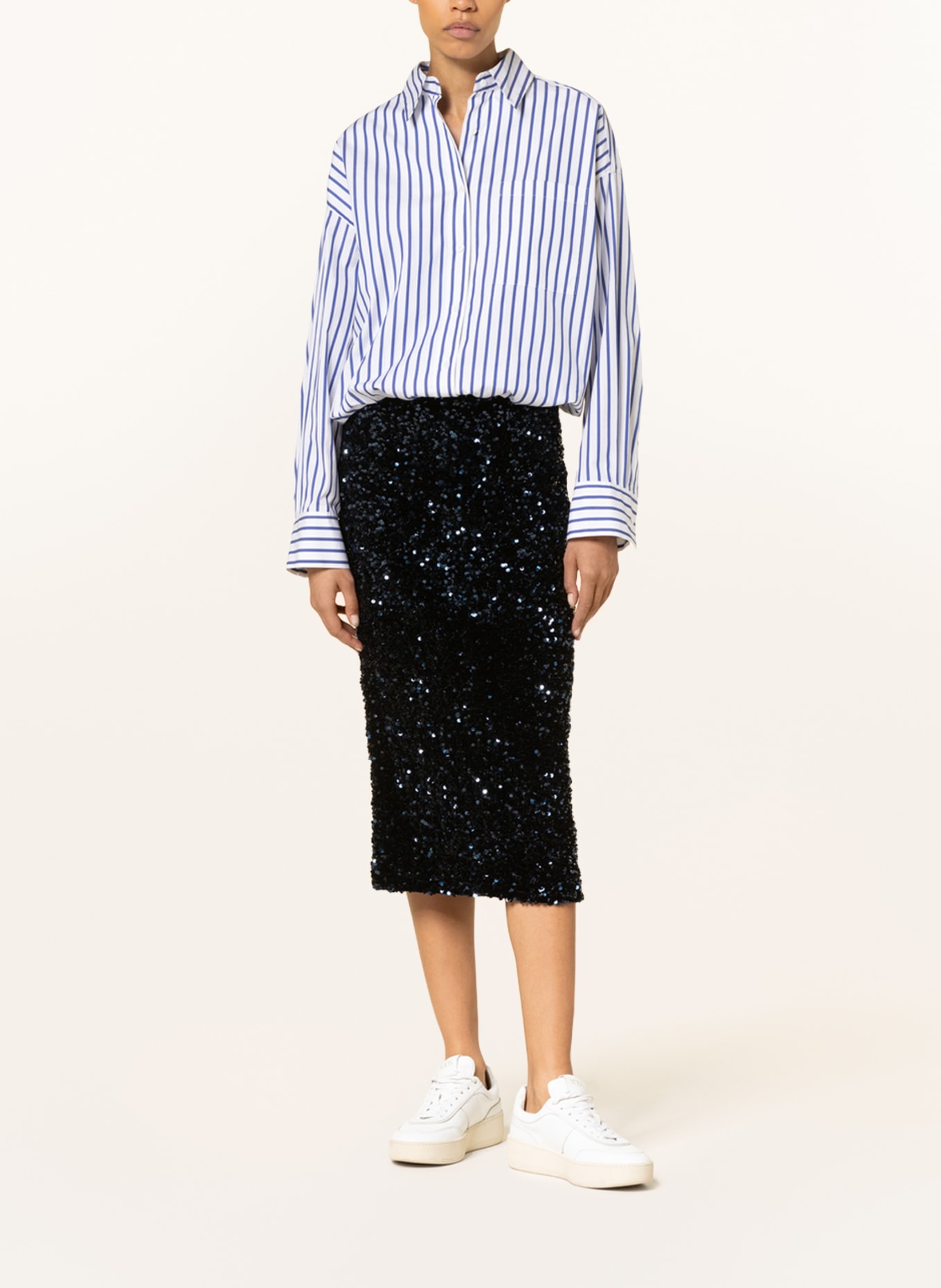 DOROTHEE SCHUMACHER Cropped shirt blouse, Color: WHITE/ BLUE (Image 2)