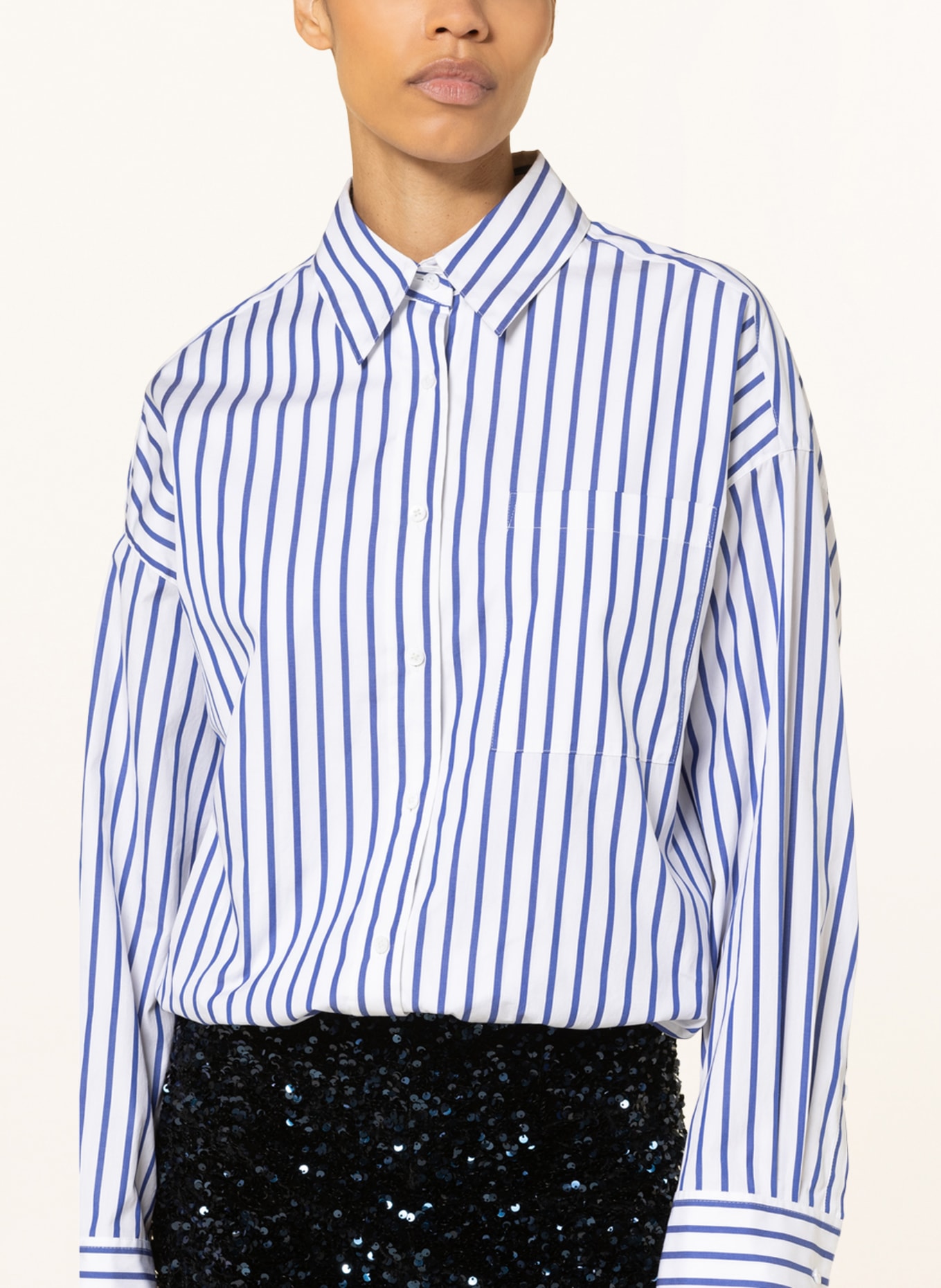 DOROTHEE SCHUMACHER Cropped shirt blouse, Color: WHITE/ BLUE (Image 4)