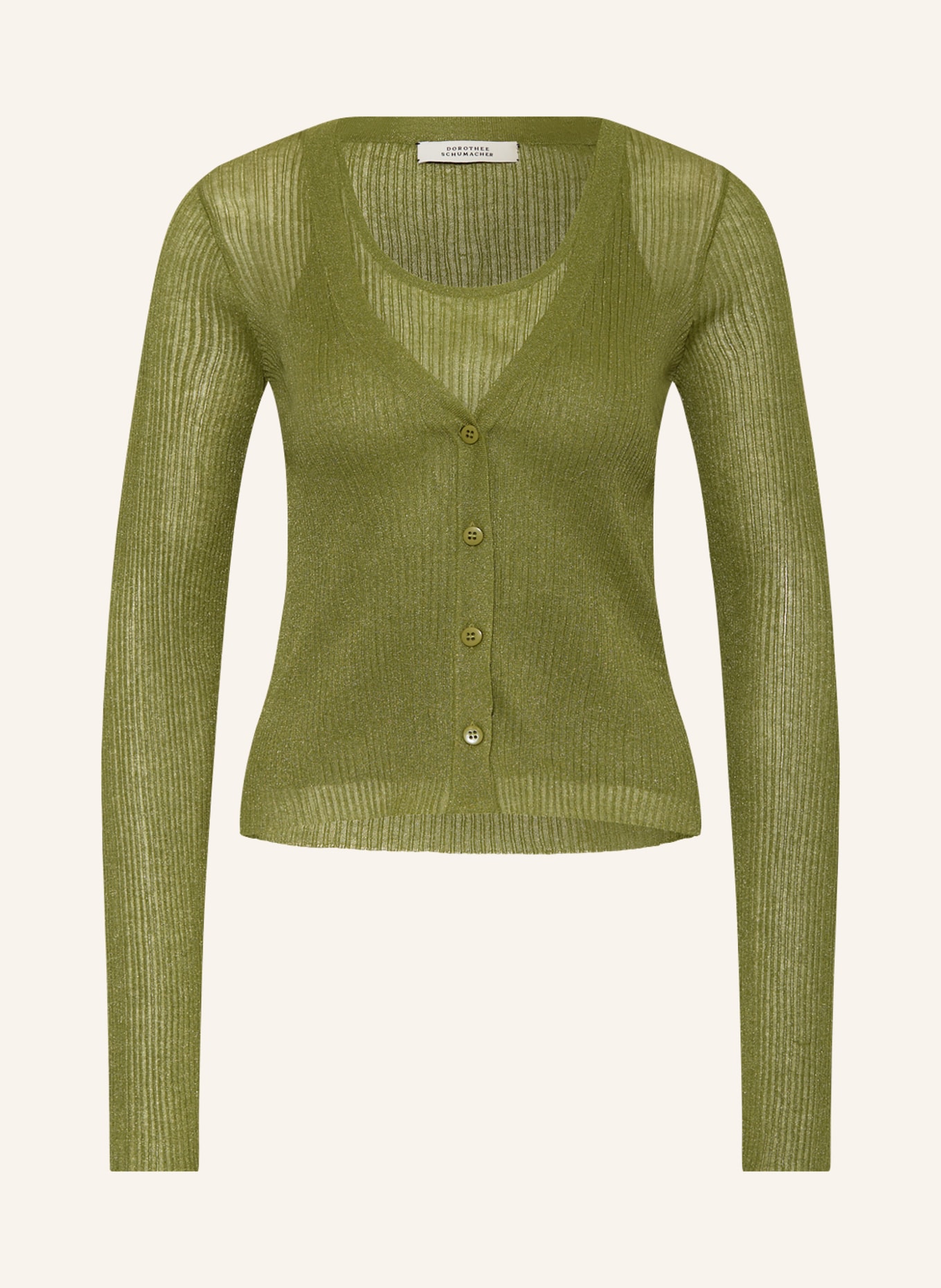 DOROTHEE SCHUMACHER Sada: Pletený top a pletený kabátek, Barva: 561 oliv (Obrázek 1)