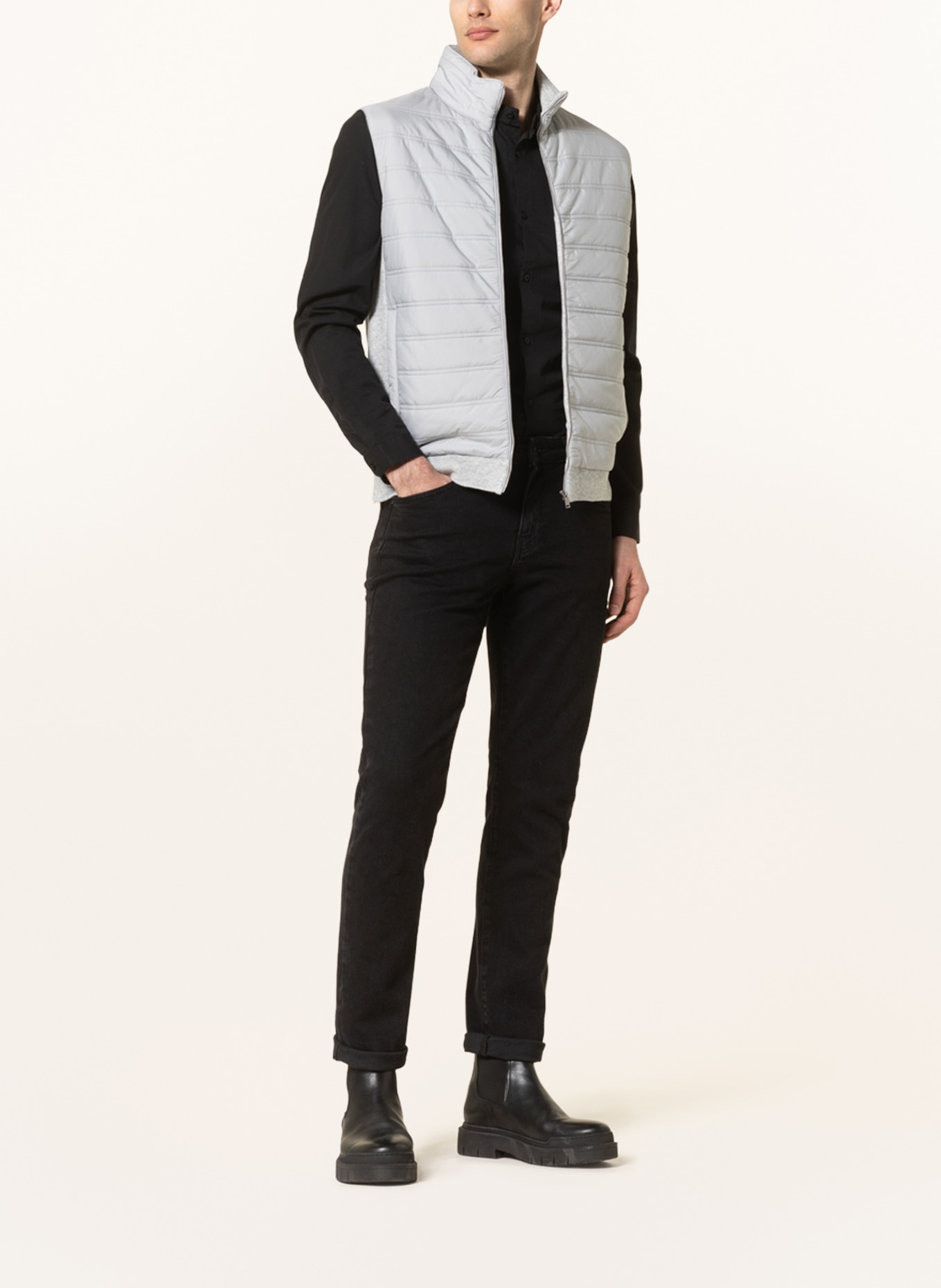 REISS Quilted vest WILLIAM in mixed materials, Color: LIGHT GRAY (Image 2)