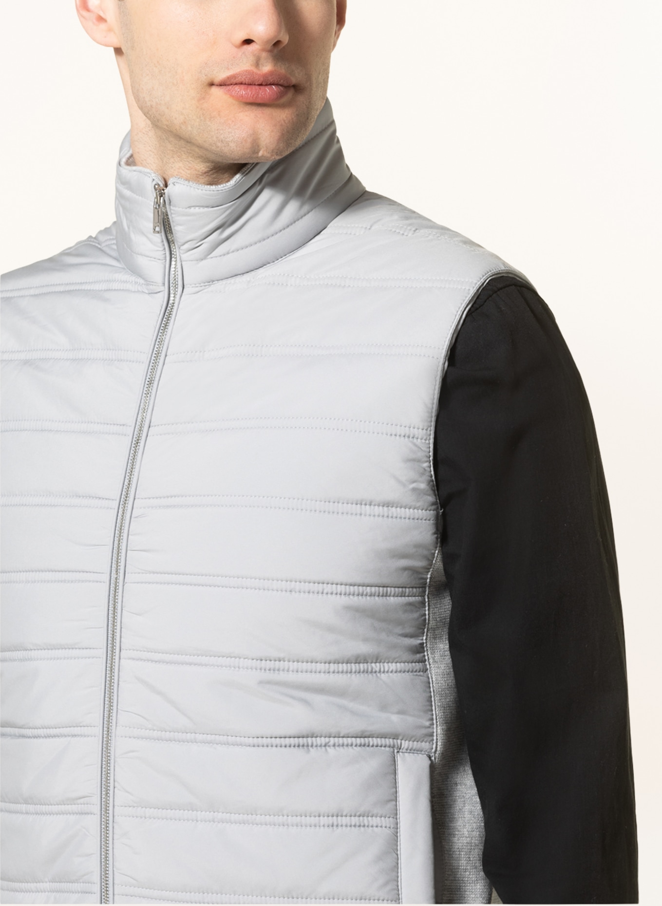 REISS Quilted vest WILLIAM in mixed materials, Color: LIGHT GRAY (Image 4)