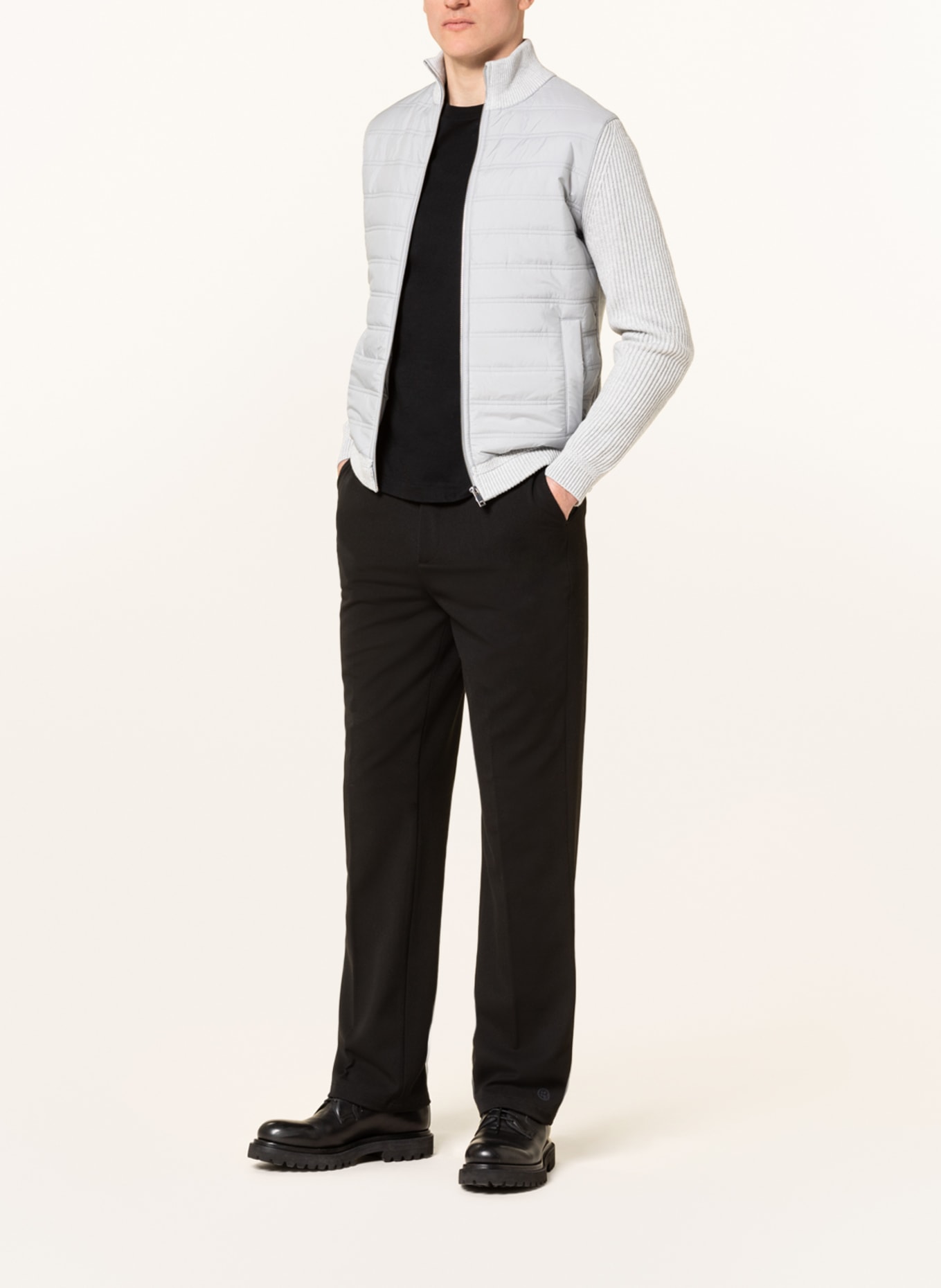REISS Jacket TRAINER in mixed materials, Color: LIGHT GRAY (Image 2)