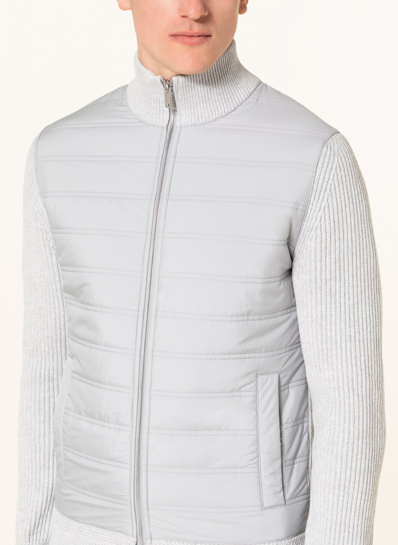 REISS Jacket TRAINER in mixed materials, Color: LIGHT GRAY (Image 4)
