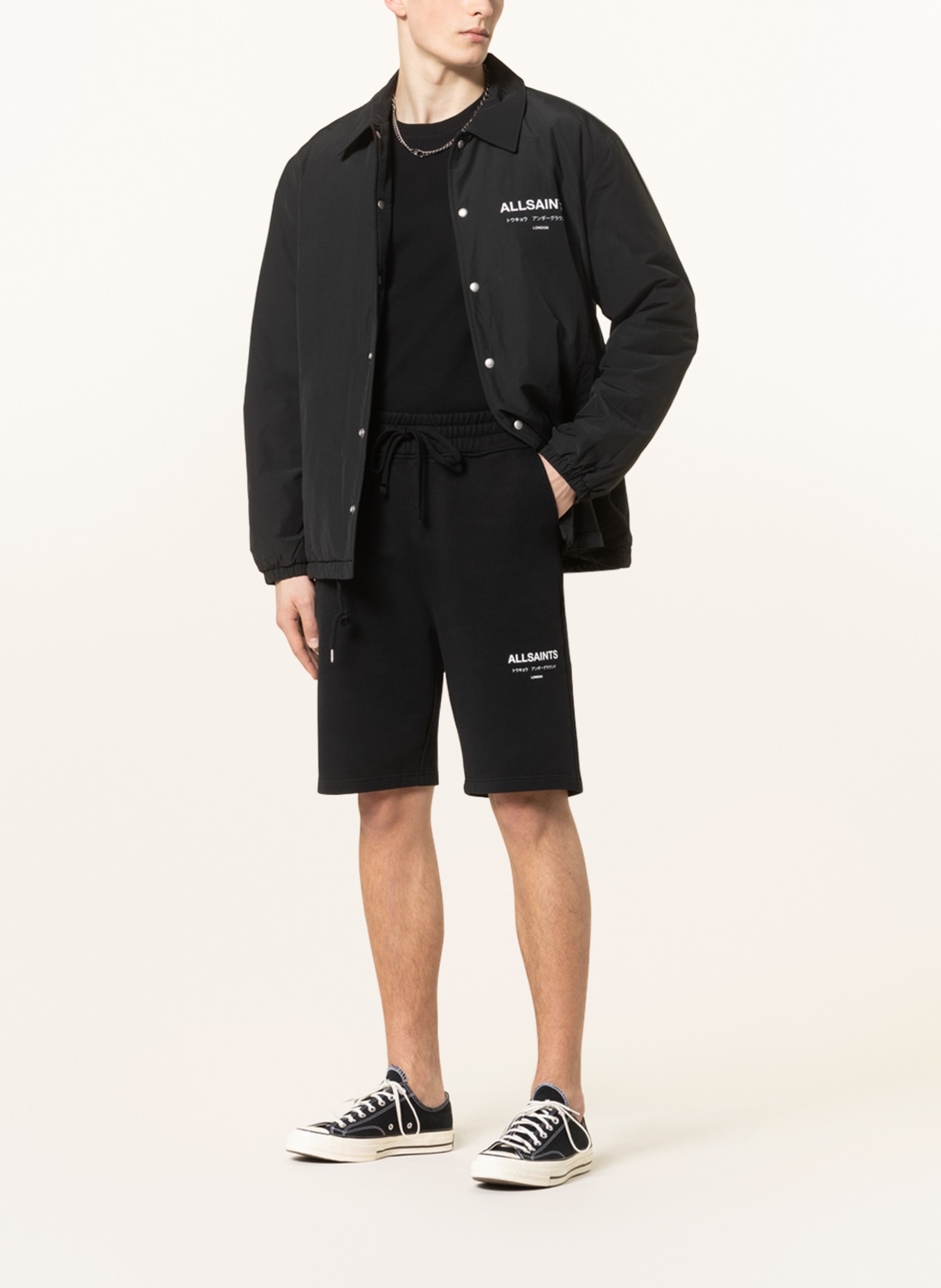 ALLSAINTS Sweat shorts UNDERGROUND, Color: BLACK (Image 2)