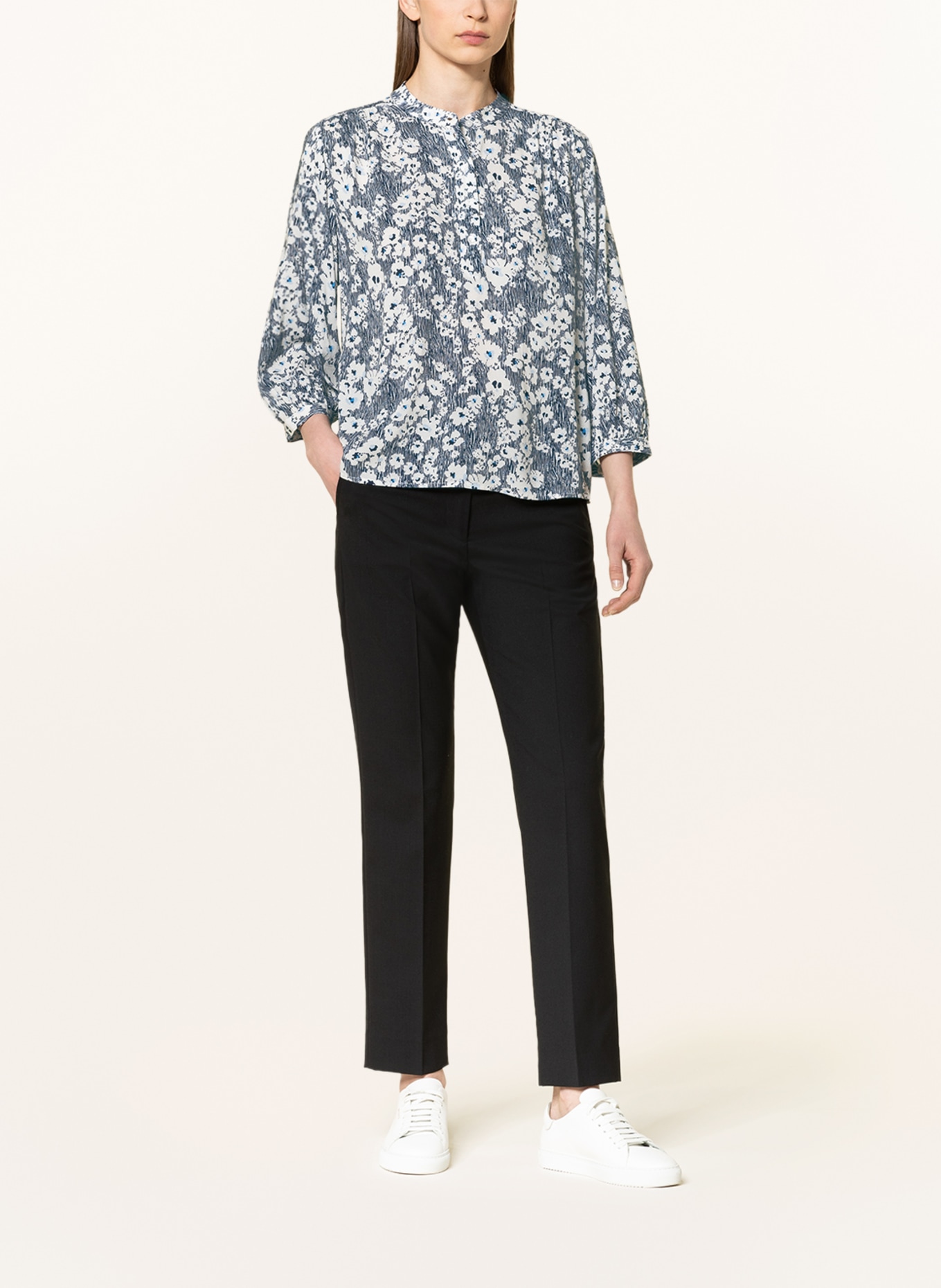 OPUS Shirt blouse FALINDO with 3/4 sleeves, Color: DARK BLUE/ WHITE (Image 2)