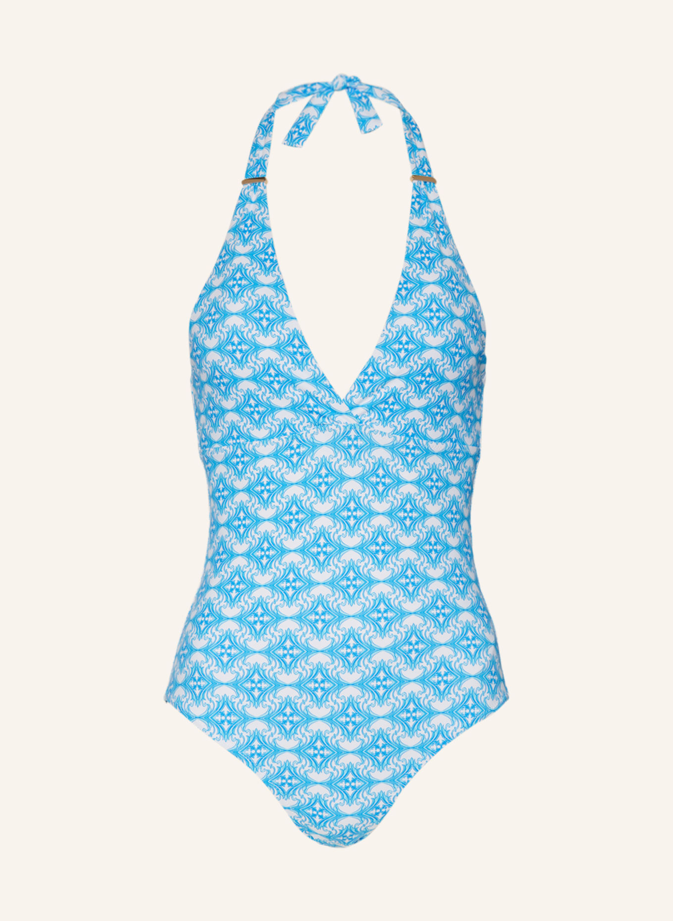 MELISSA ODABASH Halter neck swimsuit RIMINI, Color: LIGHT BLUE/ WHITE (Image 1)
